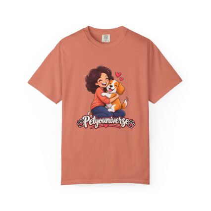 Pet Lover T-Shirt — Cute Hugging Dog "PetYoUniverse" Graphic