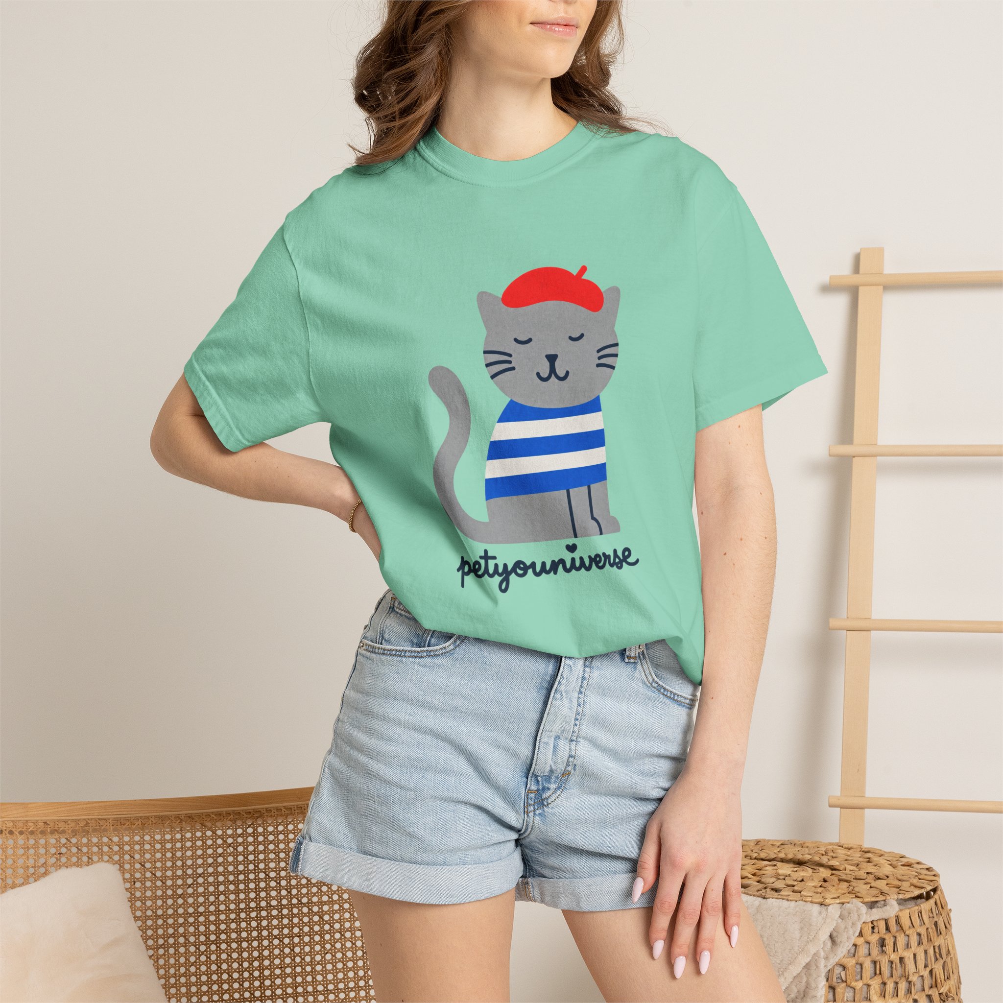 Cat Graphic T-Shirt — "petiyouniverse" Cute French Cat Tee - Image 65