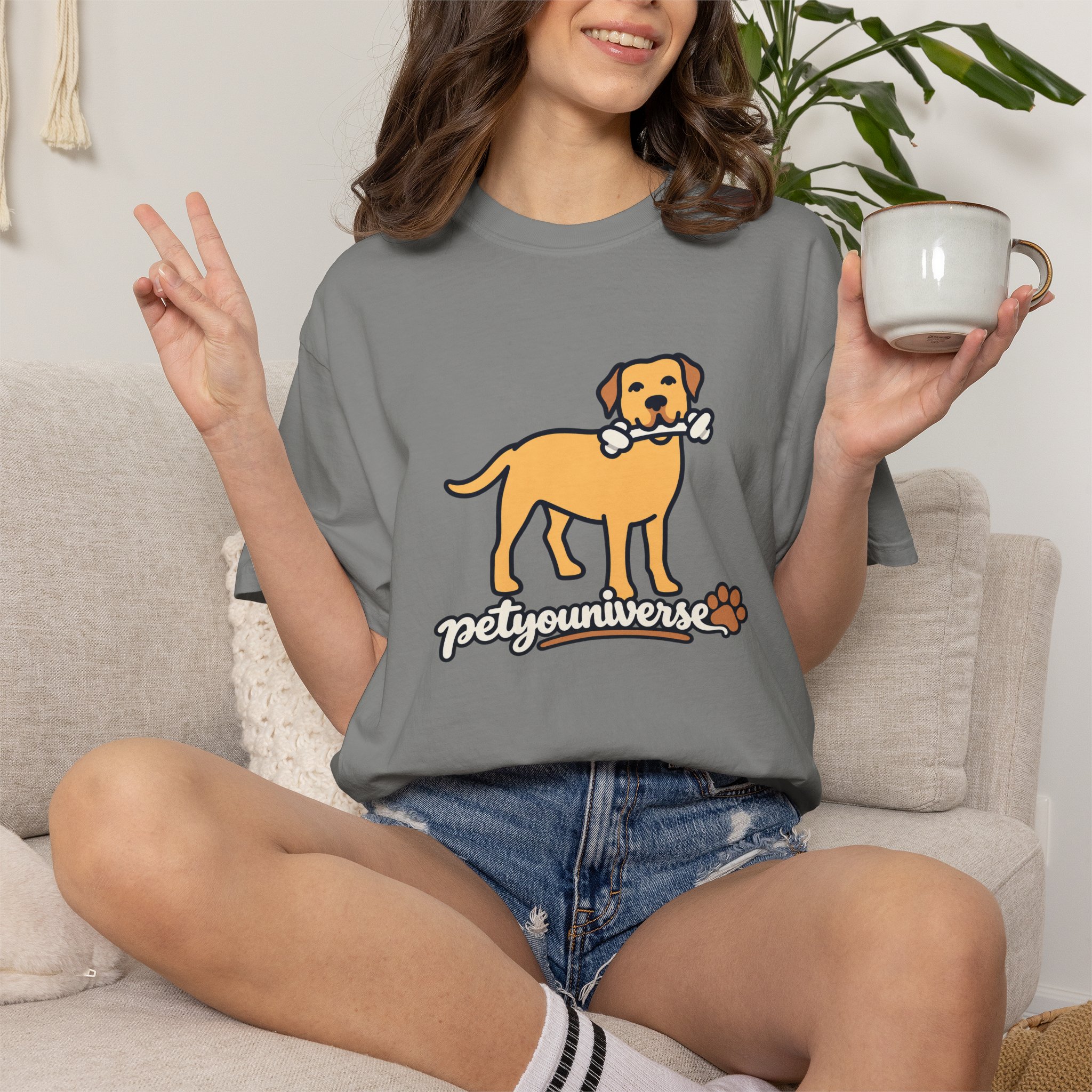Dog Bone Graphic T-Shirt — "PetYoUniverse" Puppy Tee - Image 93