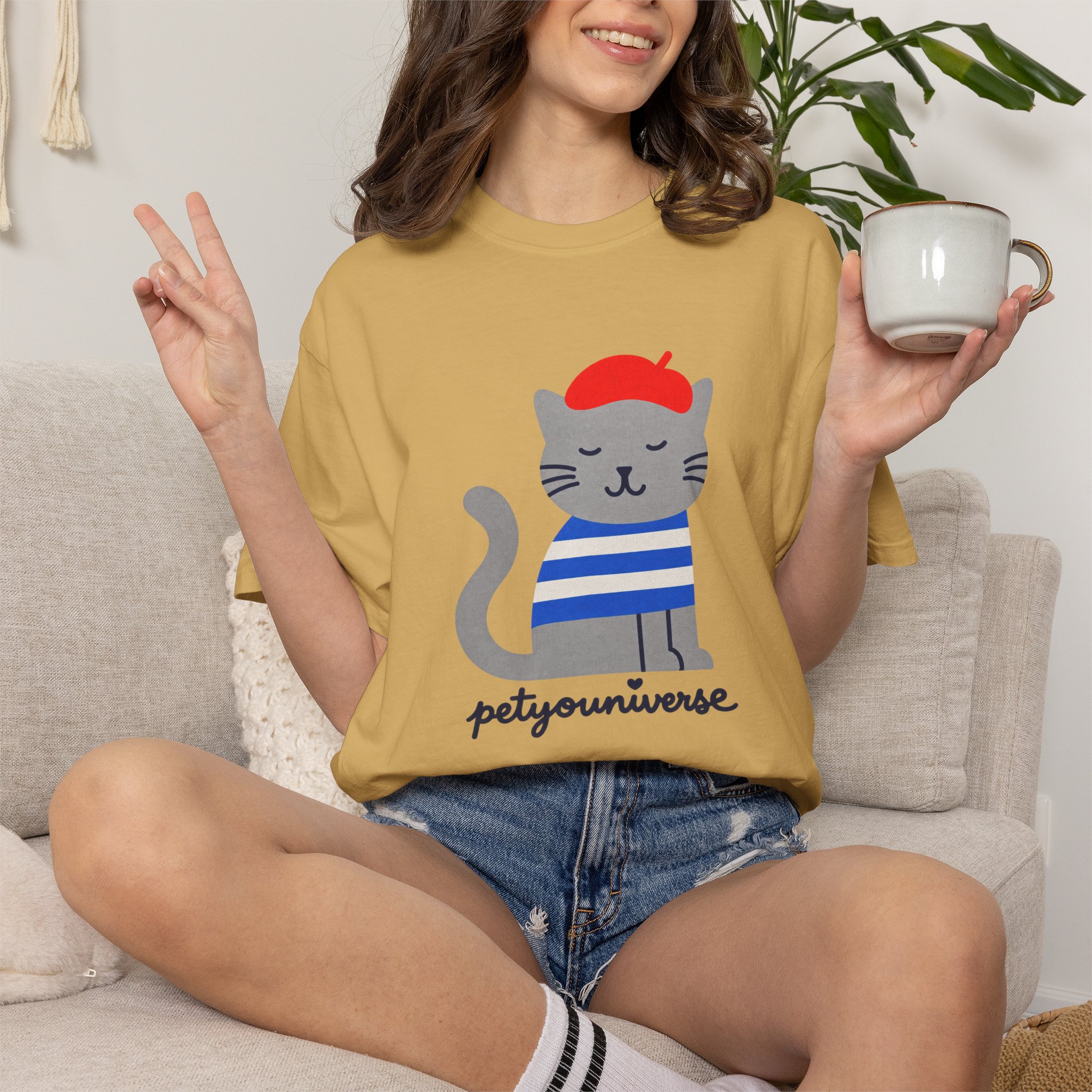 Cat Graphic T-Shirt — "petiyouniverse" Cute French Cat Tee - Image 12
