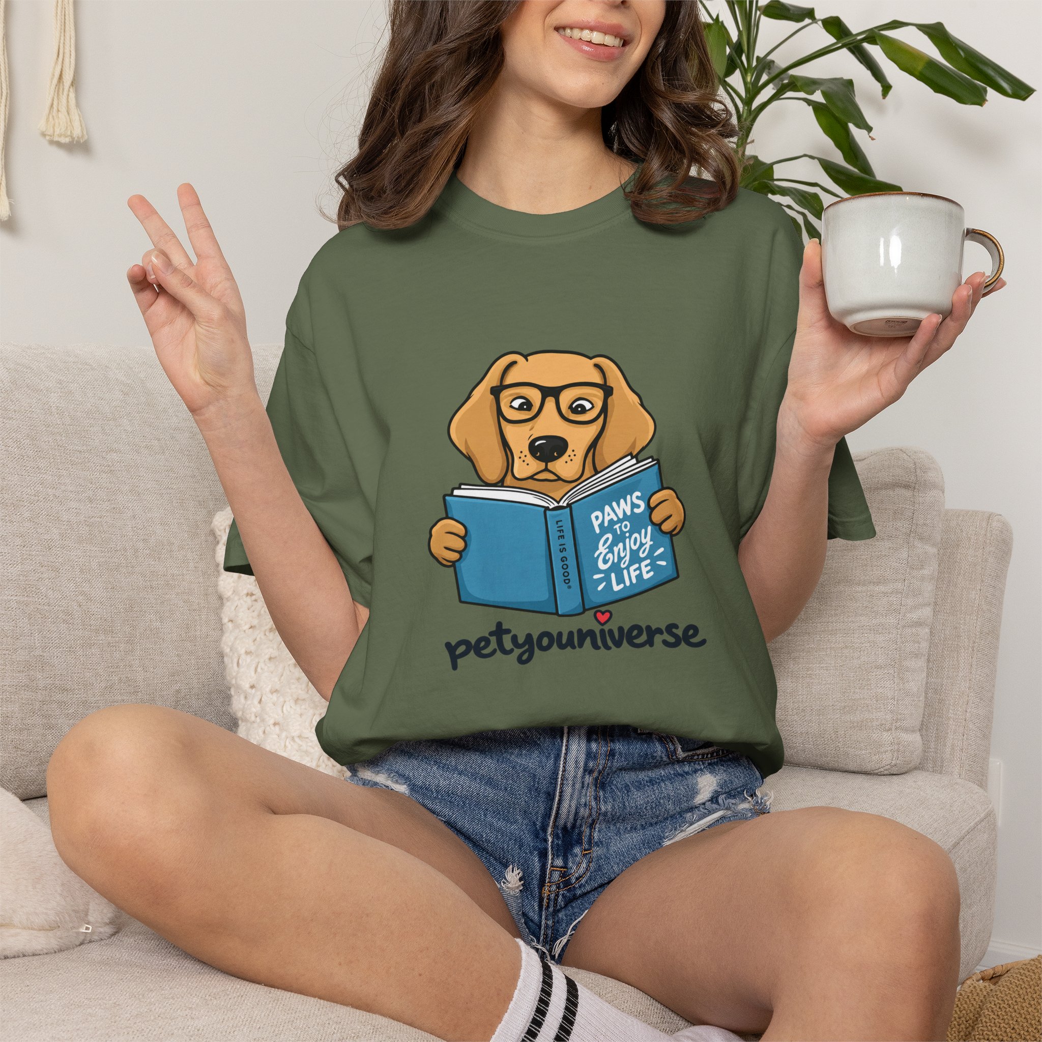 Dog Reading T-Shirt — "Paws & Books" Cute Booklover Pup Tee - Image 48