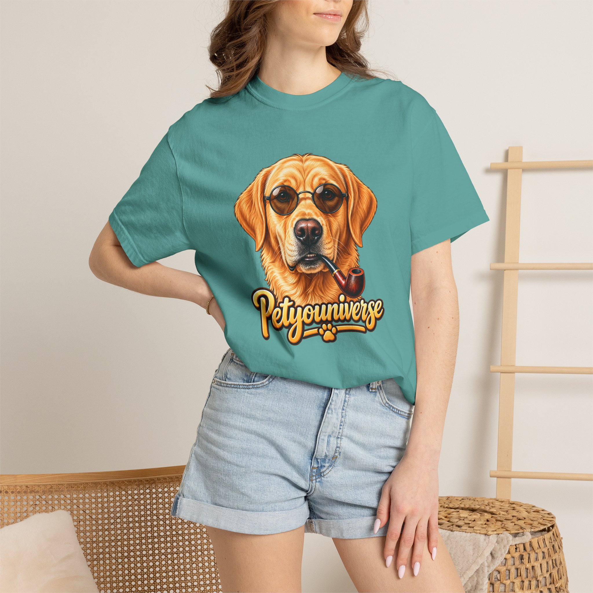 Dog Graphic T-Shirt — 'PetYoUniverse' Yellow Lab Portrait Tee - Image 92