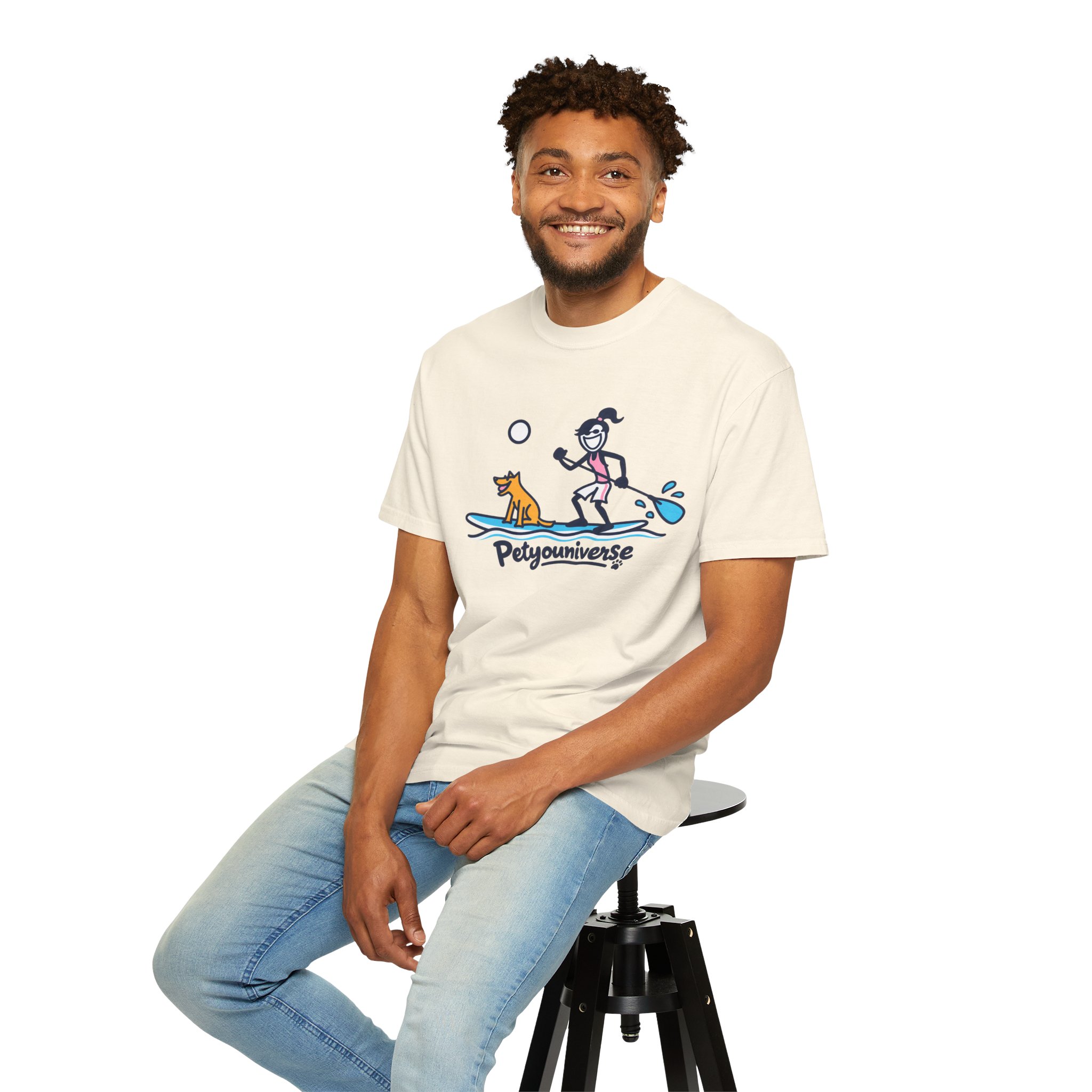 Paddleboarding Pup Graphic T-Shirt — "Petyouniverse" Dog & Owner Paddleboard Tee - Image 15
