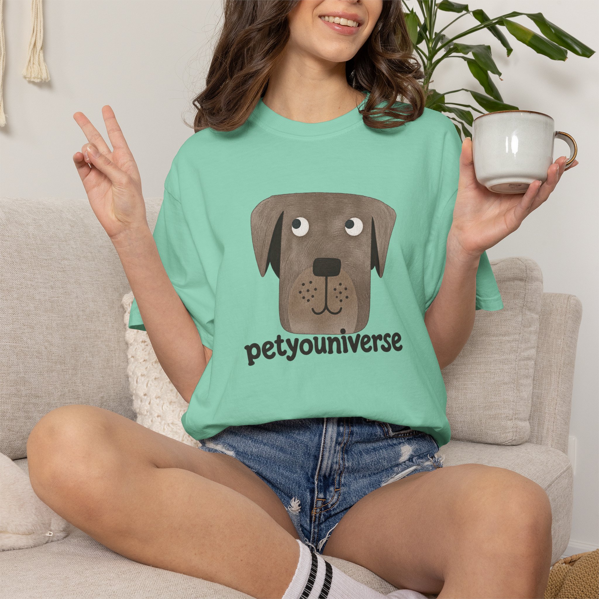 Dog Face Graphic T‑Shirt — "petyouniverse" Cute Pet Logo Tee - Image 66