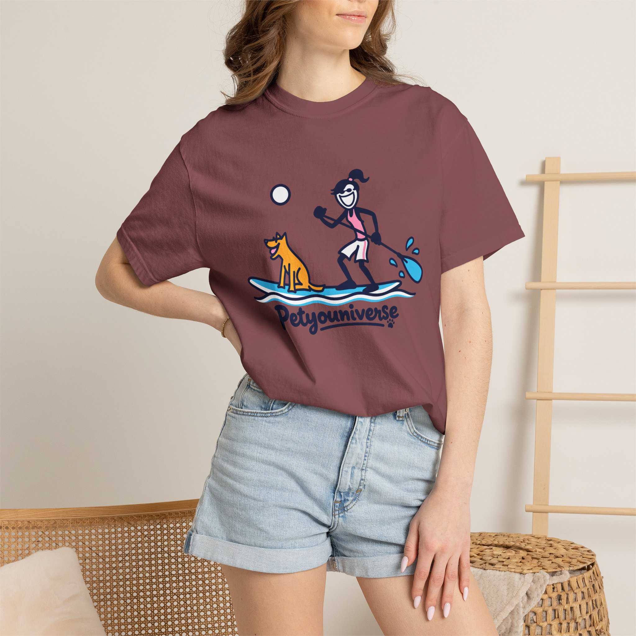 Paddleboarding Pup Graphic T-Shirt — "Petyouniverse" Dog & Owner Paddleboard Tee - Image 2