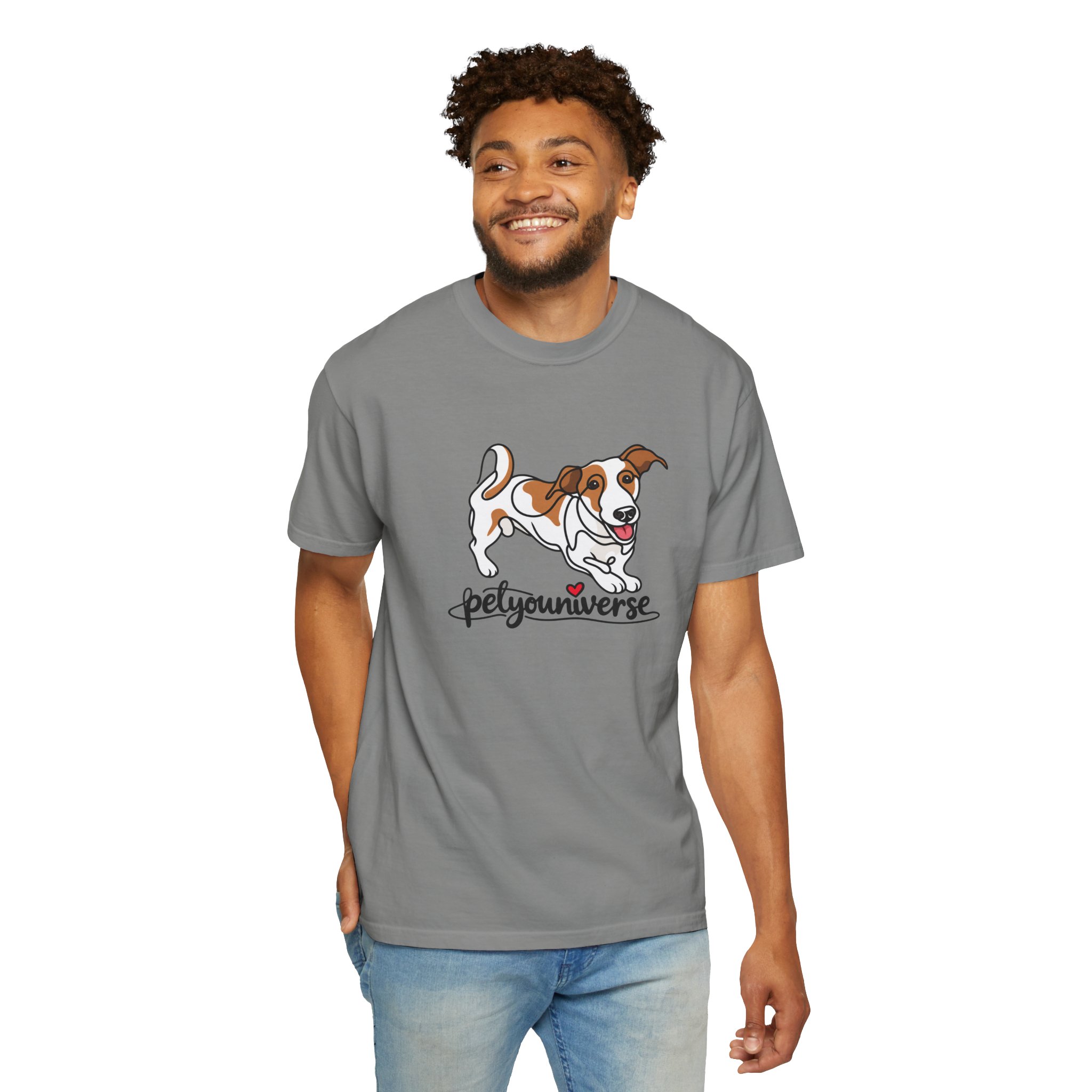 Dog Cartoon T-Shirt — "PetYoUniverse" Playful Jack Russell Tee - Image 97