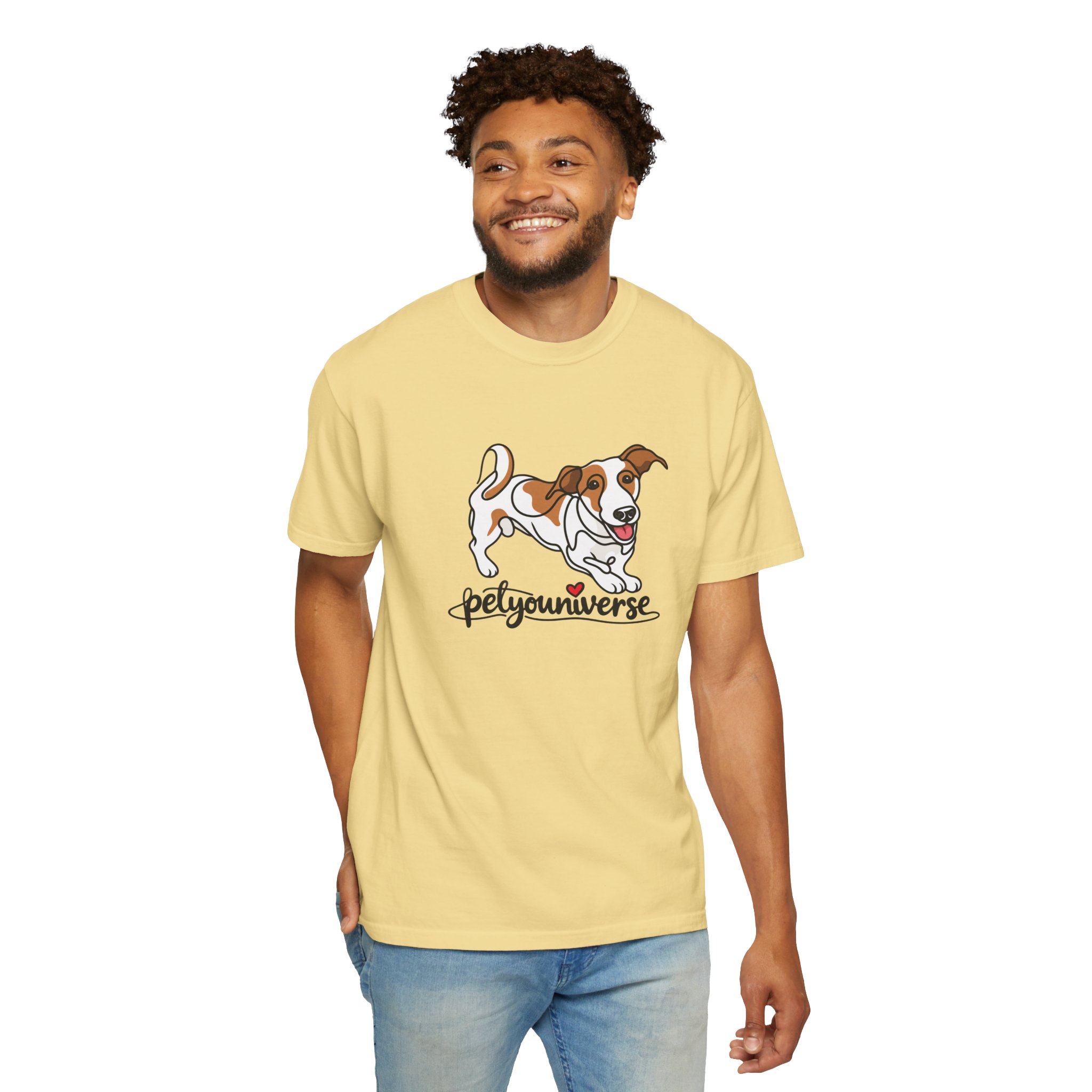 Dog Cartoon T-Shirt — "PetYoUniverse" Playful Jack Russell Tee - Image 43