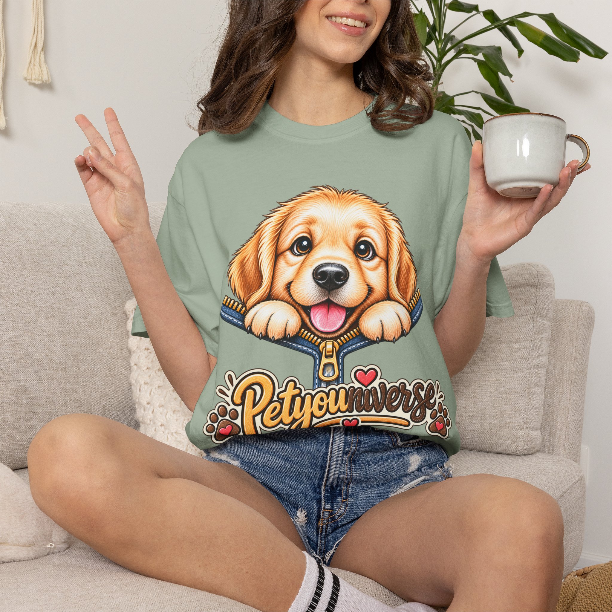 Golden Retriever Puppy "PetYoUniverse" T-Shirt - Image 57
