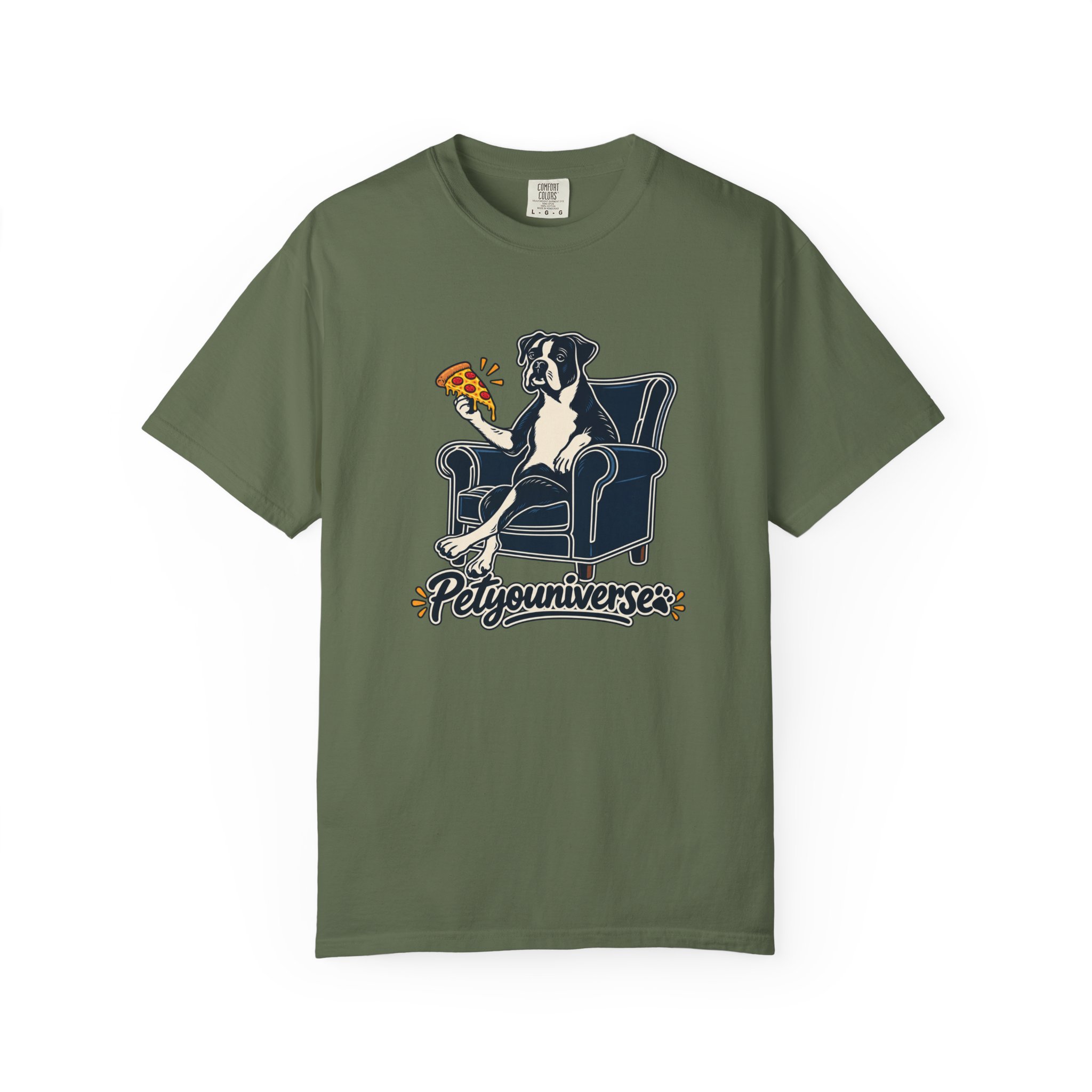 T-Shirt — PetYoUniverse Dog on Armchair with Pizza Graphic - Image 46