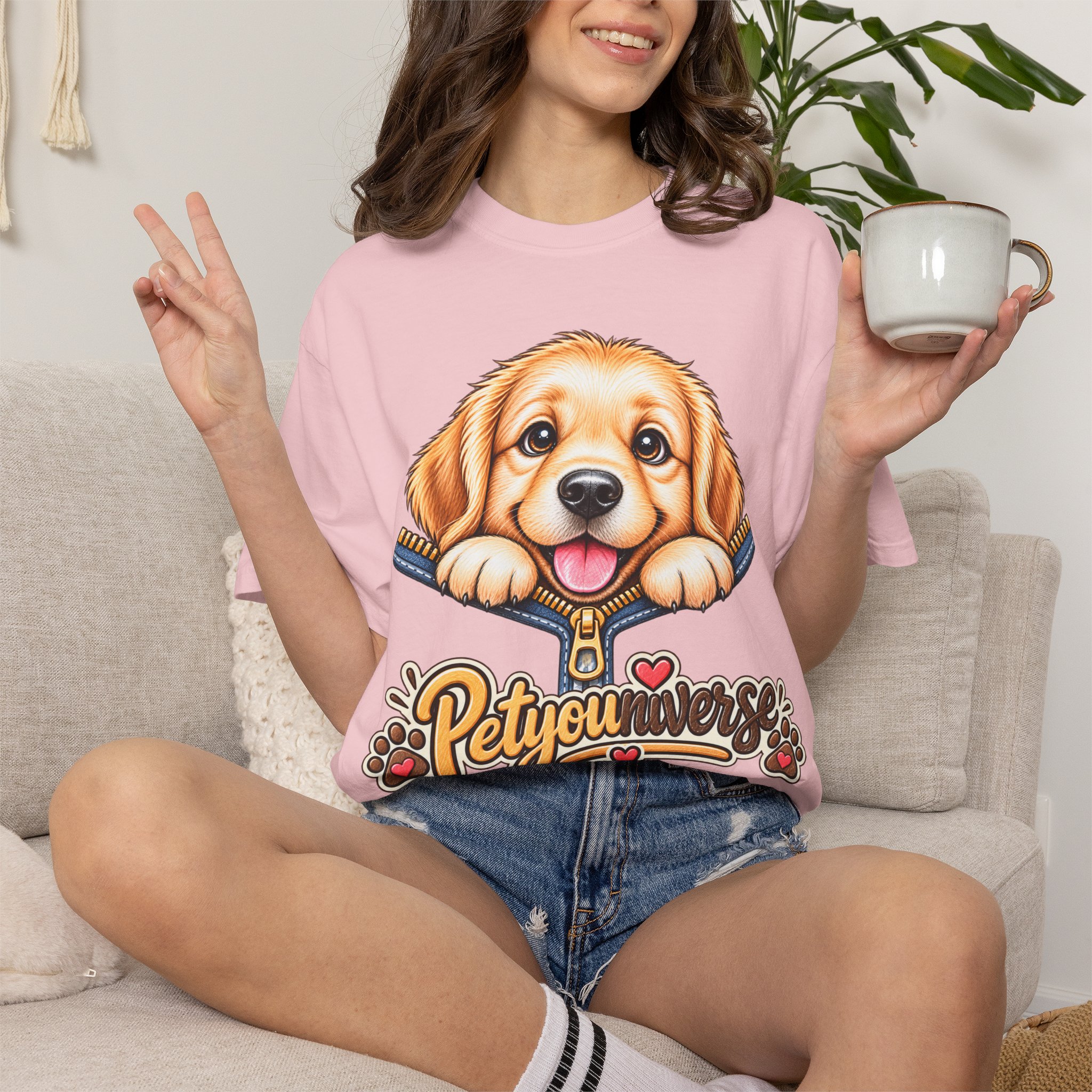 Golden Retriever Puppy "PetYoUniverse" T-Shirt - Image 102