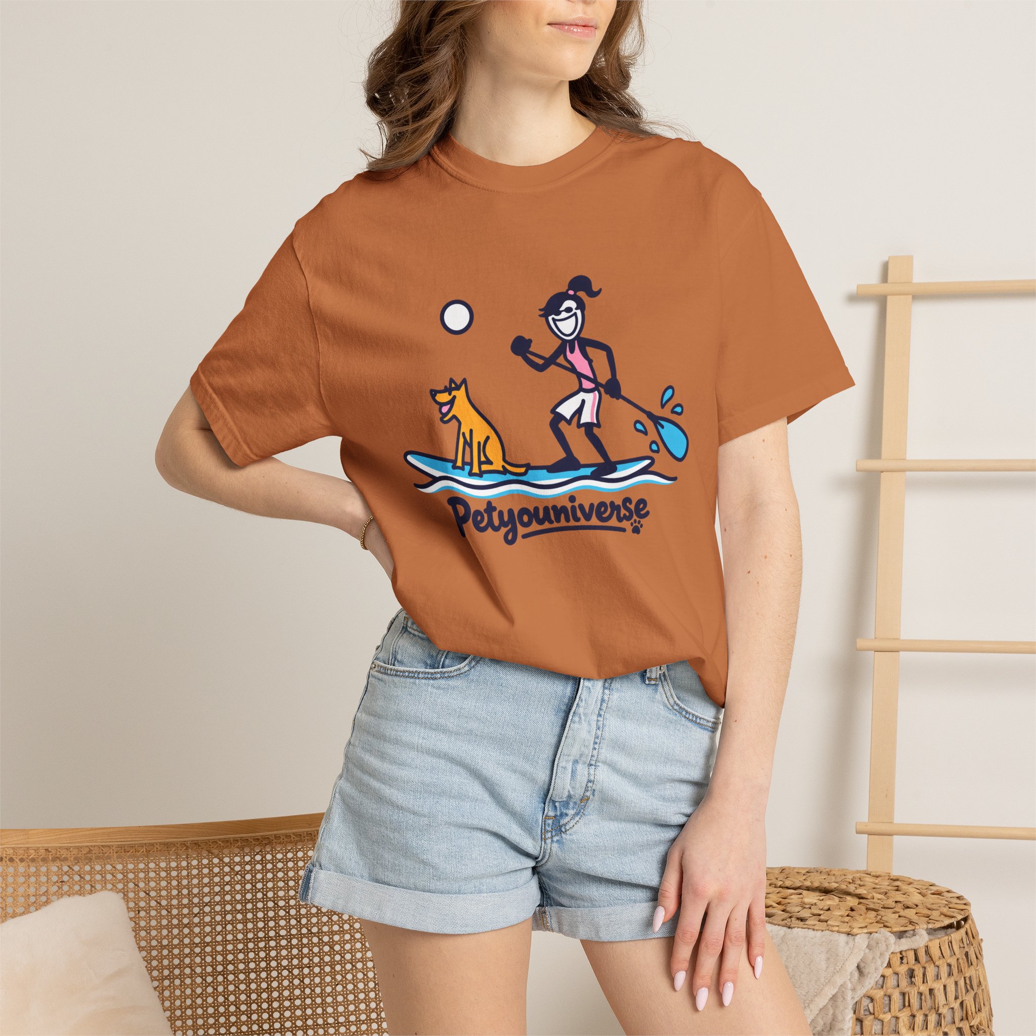 Paddleboarding Pup Graphic T-Shirt — "Petyouniverse" Dog & Owner Paddleboard Tee - Image 26