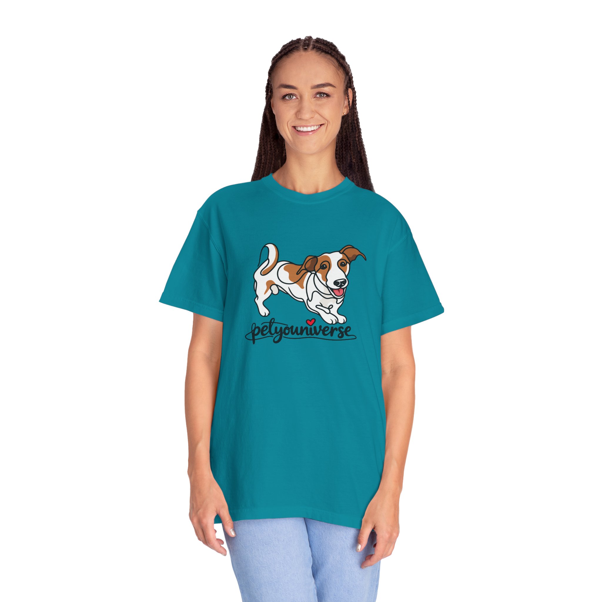 Dog Cartoon T-Shirt — "PetYoUniverse" Playful Jack Russell Tee - Image 77