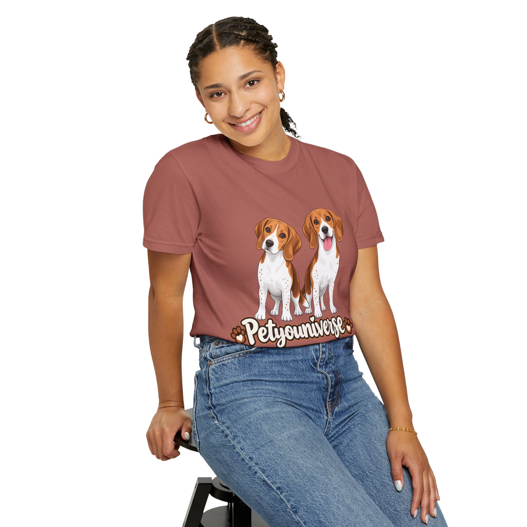 Beagle Lovers T-Shirt — 'PetYoUniverse' Cute Cartoon Duo Dog Tee - Image 96