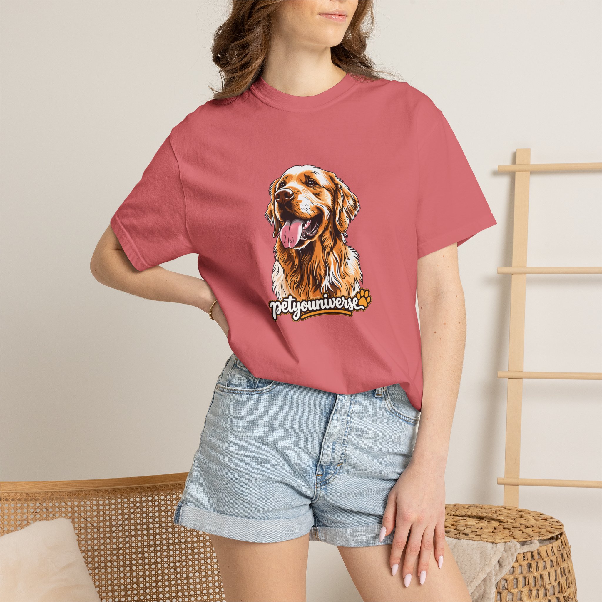 Dog Lover T-Shirt — Golden Retriever Portrait "PetYoUniverse" Graphic - Image 128