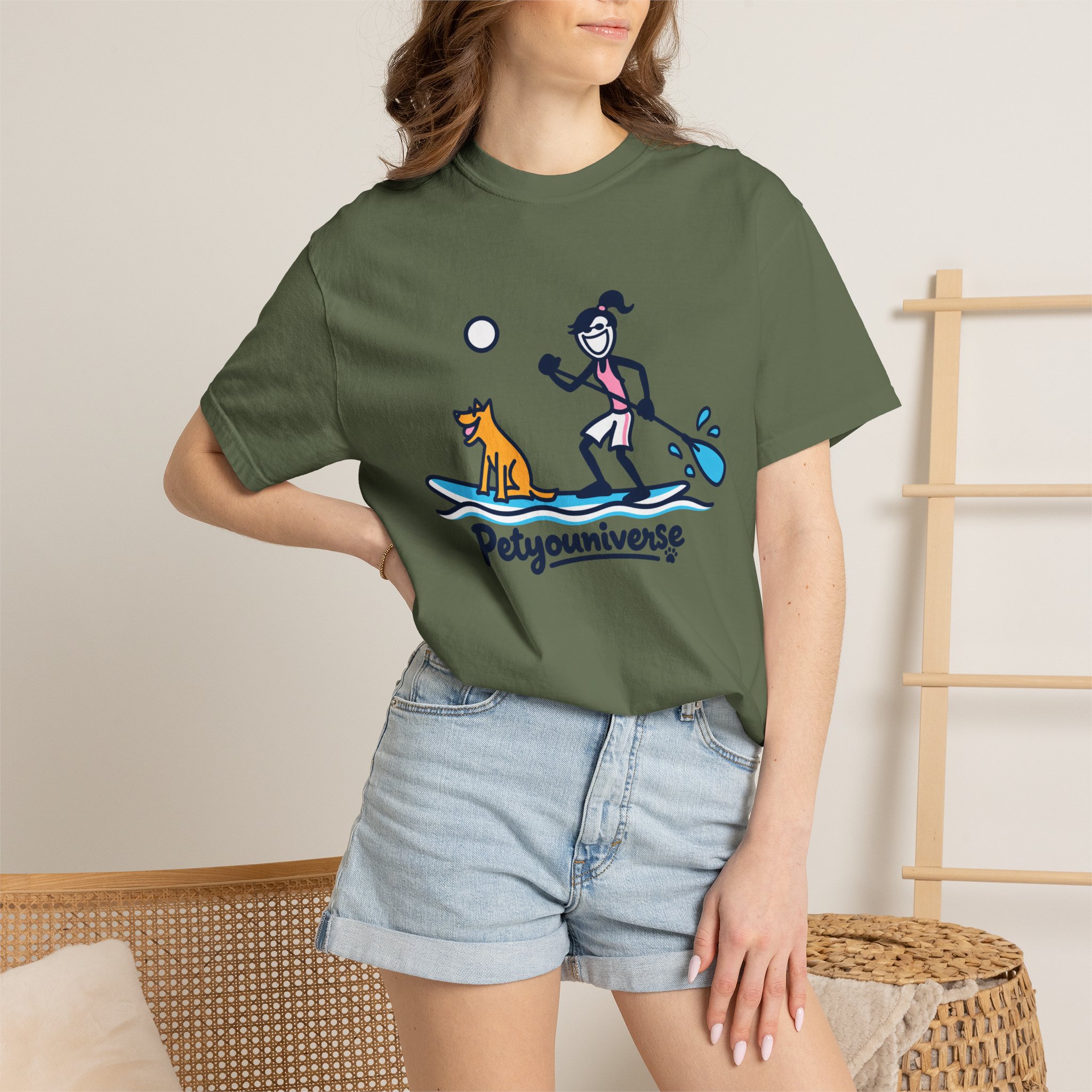 Paddleboarding Pup Graphic T-Shirt — "Petyouniverse" Dog & Owner Paddleboard Tee - Image 50