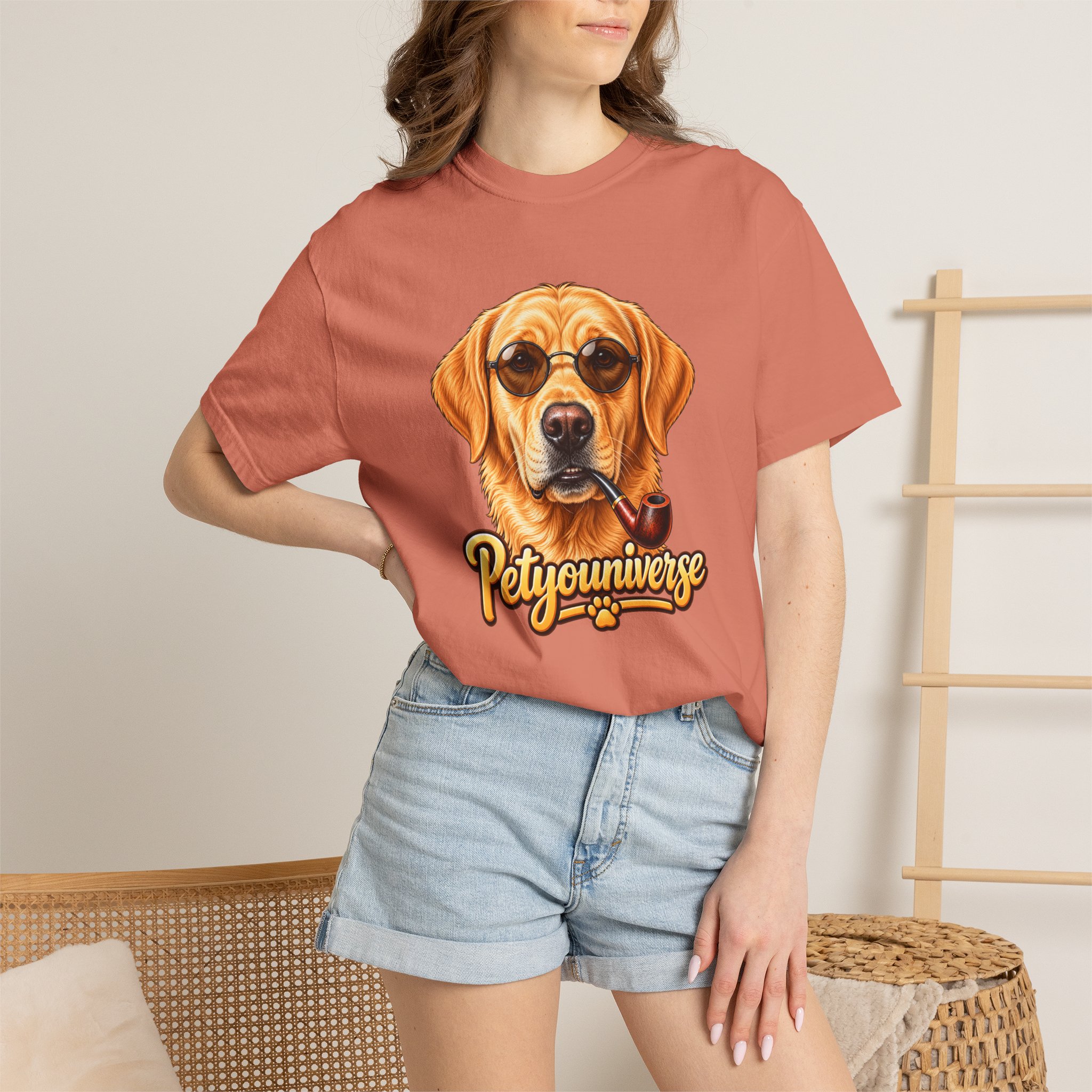 Dog Graphic T-Shirt — 'PetYoUniverse' Yellow Lab Portrait Tee - Image 2