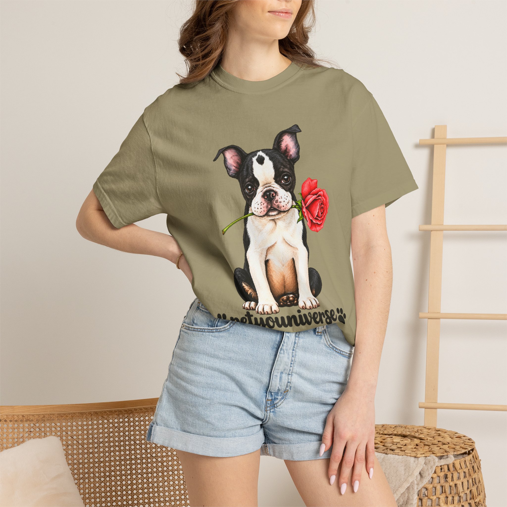 Boston Terrier Puppy Tee – Rose & "PetYoUniverse" Graphic T-Shirt - Image 20