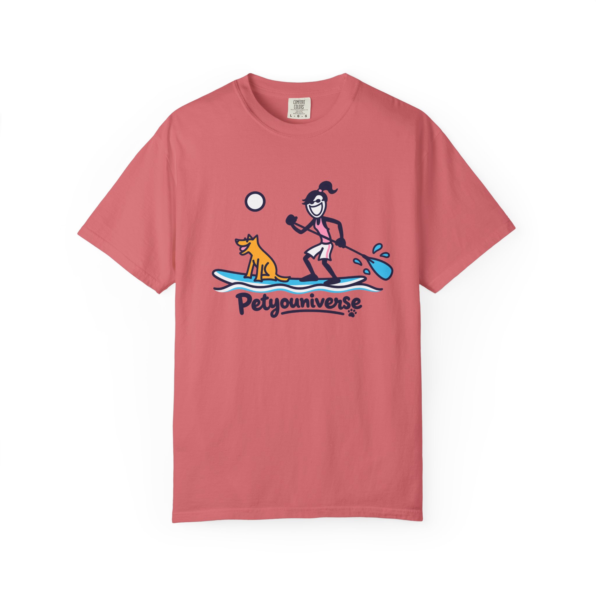 Paddleboarding Pup Graphic T-Shirt — "Petyouniverse" Dog & Owner Paddleboard Tee - Image 97