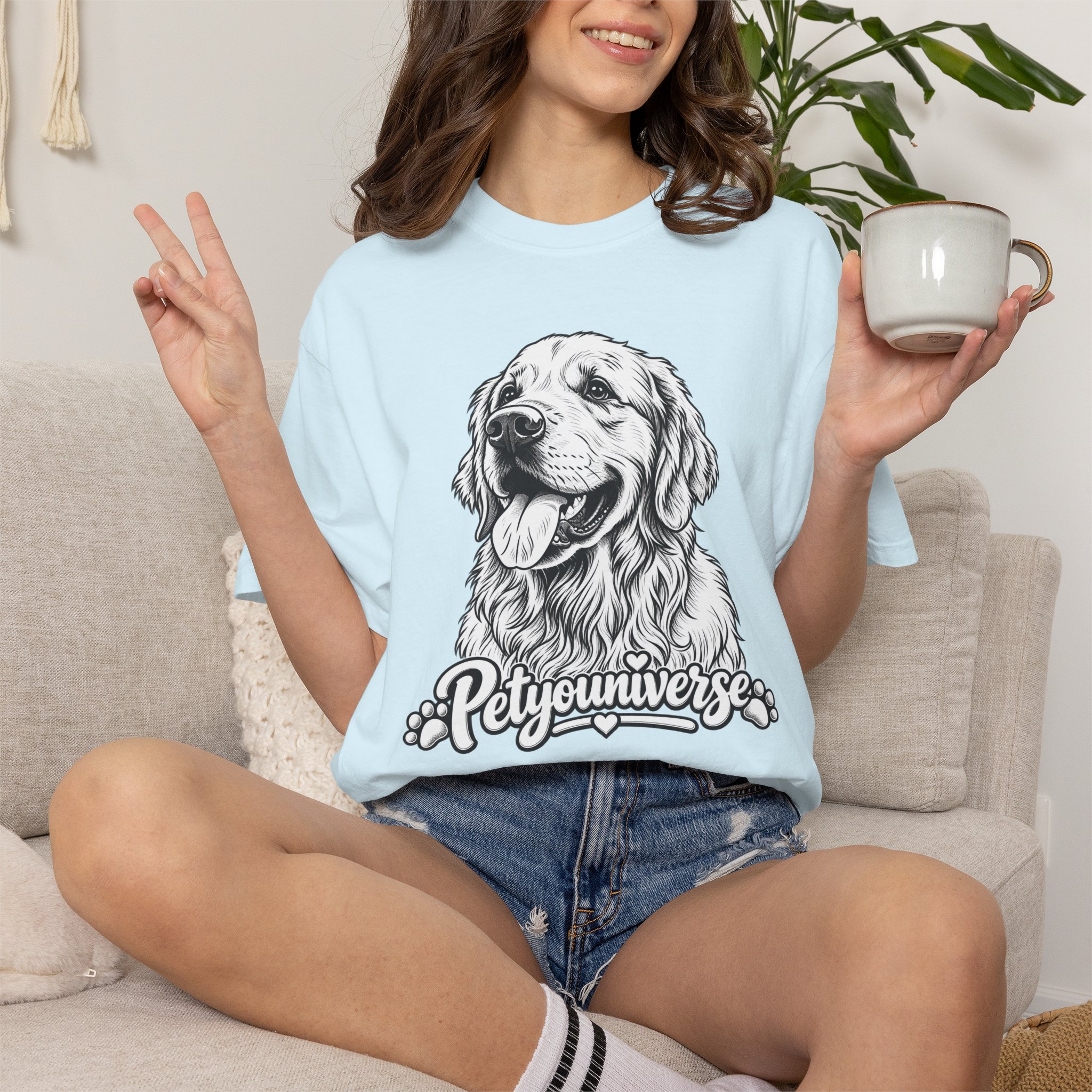 PetYoUniverse Golden Retriever Graphic T-Shirt — Cute Dog Portrait Tee - Image 75