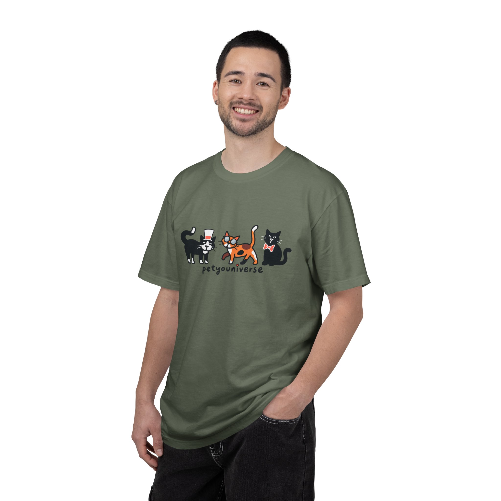 Cat Crew Graphic T-Shirt — "petgouriverse" Cute Cartoon Cats Tee - Image 49