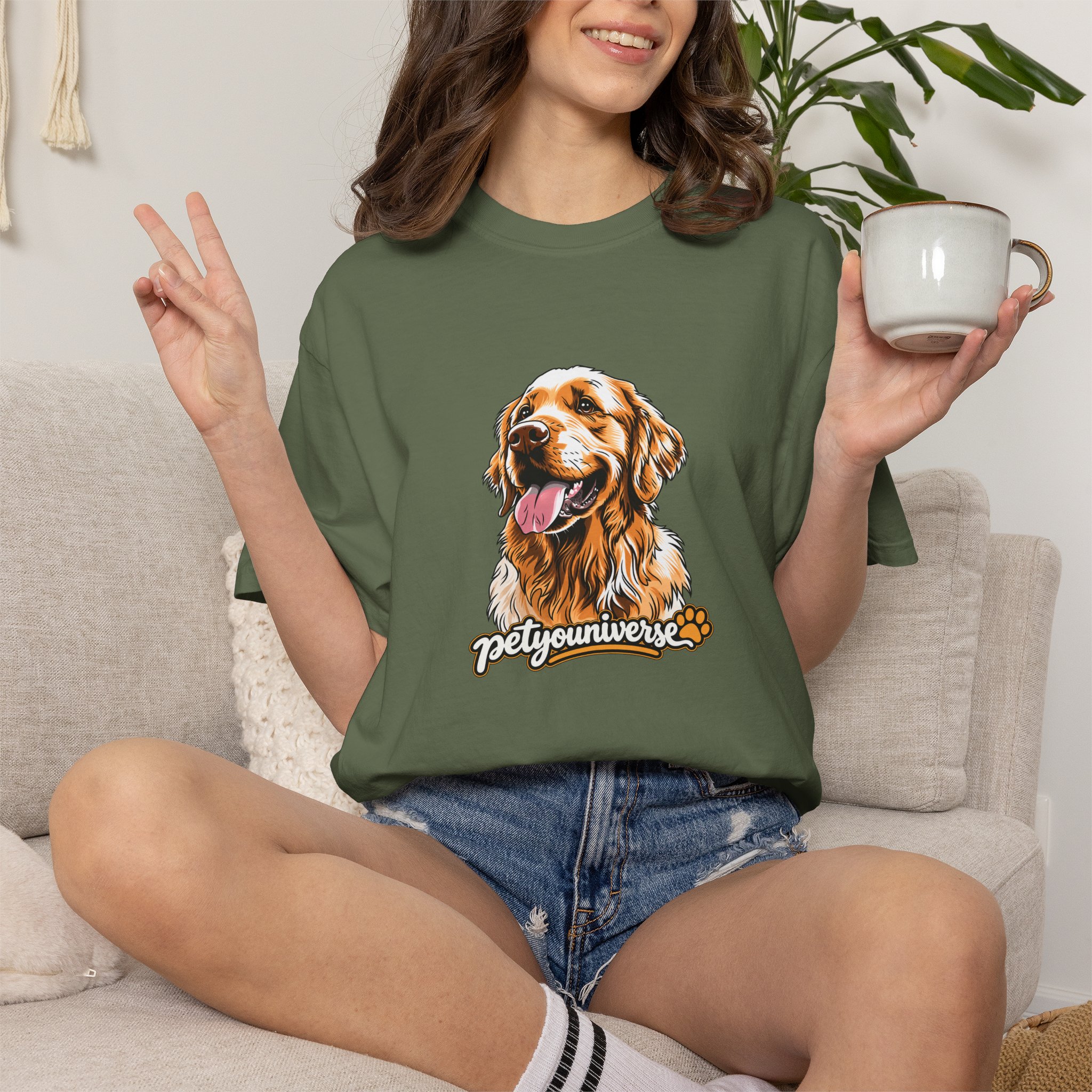 Dog Lover T-Shirt — Golden Retriever Portrait "PetYoUniverse" Graphic - Image 66