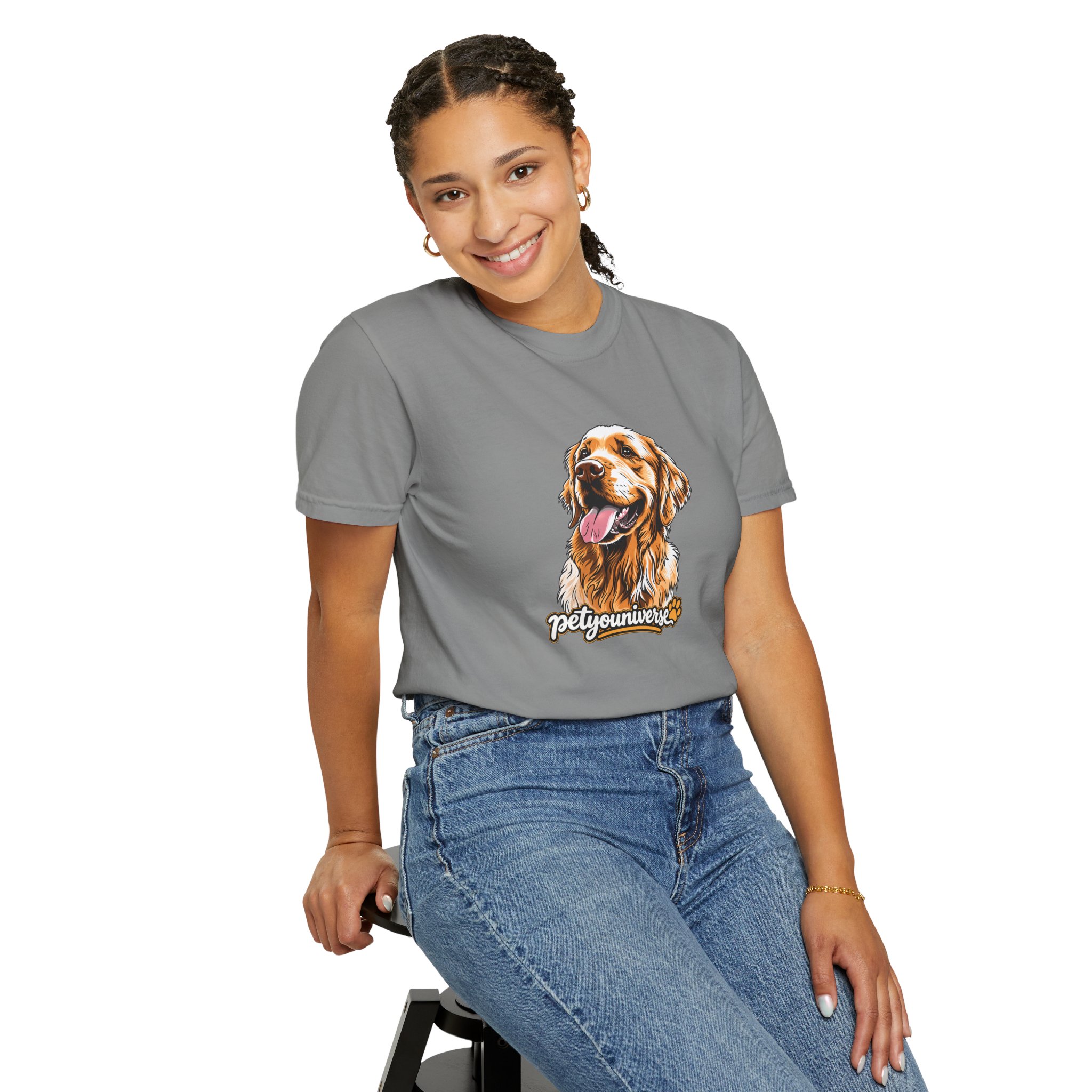 Dog Lover T-Shirt — Golden Retriever Portrait "PetYoUniverse" Graphic - Image 105