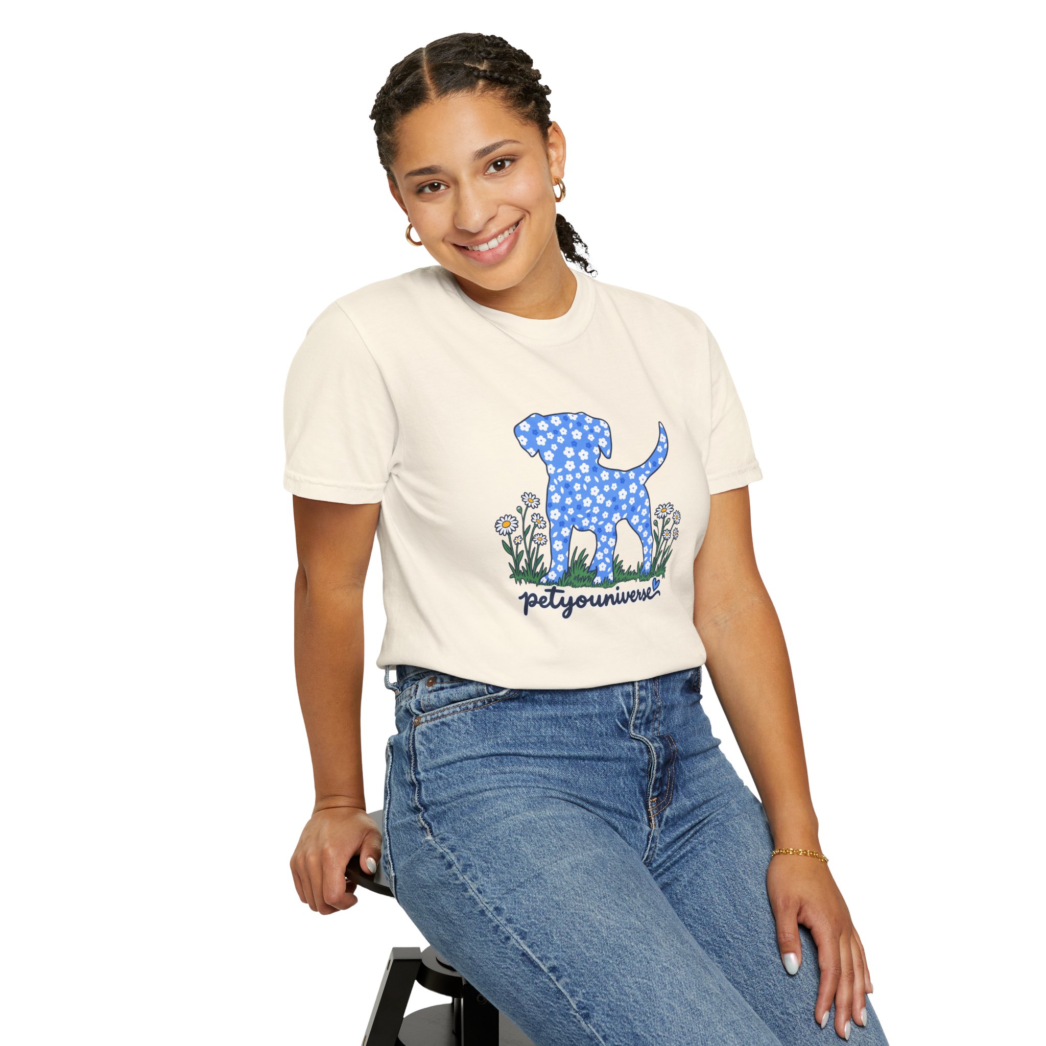 Dog Silhouette Floral T‑Shirt — "PetYoUniverse" Graphic Tee - Image 5