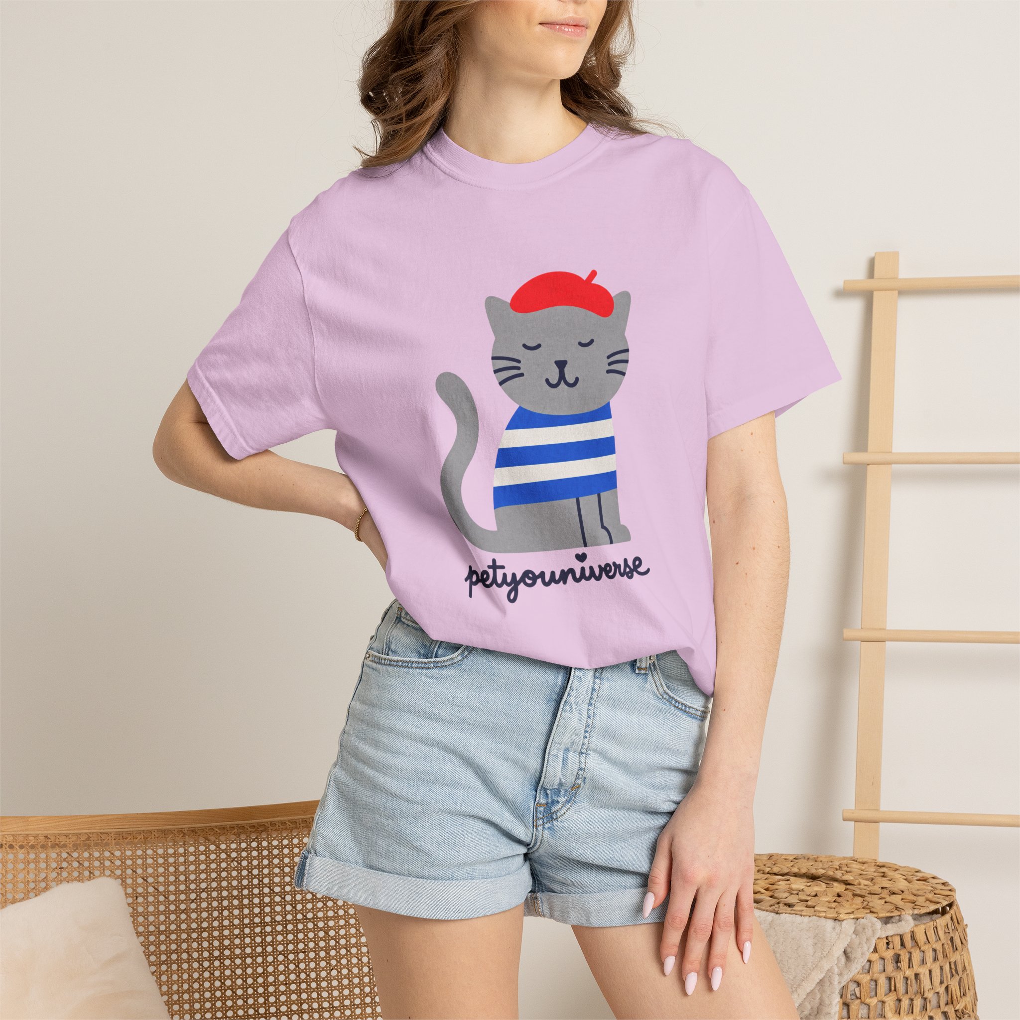 Cat Graphic T-Shirt — "petiyouniverse" Cute French Cat Tee - Image 92