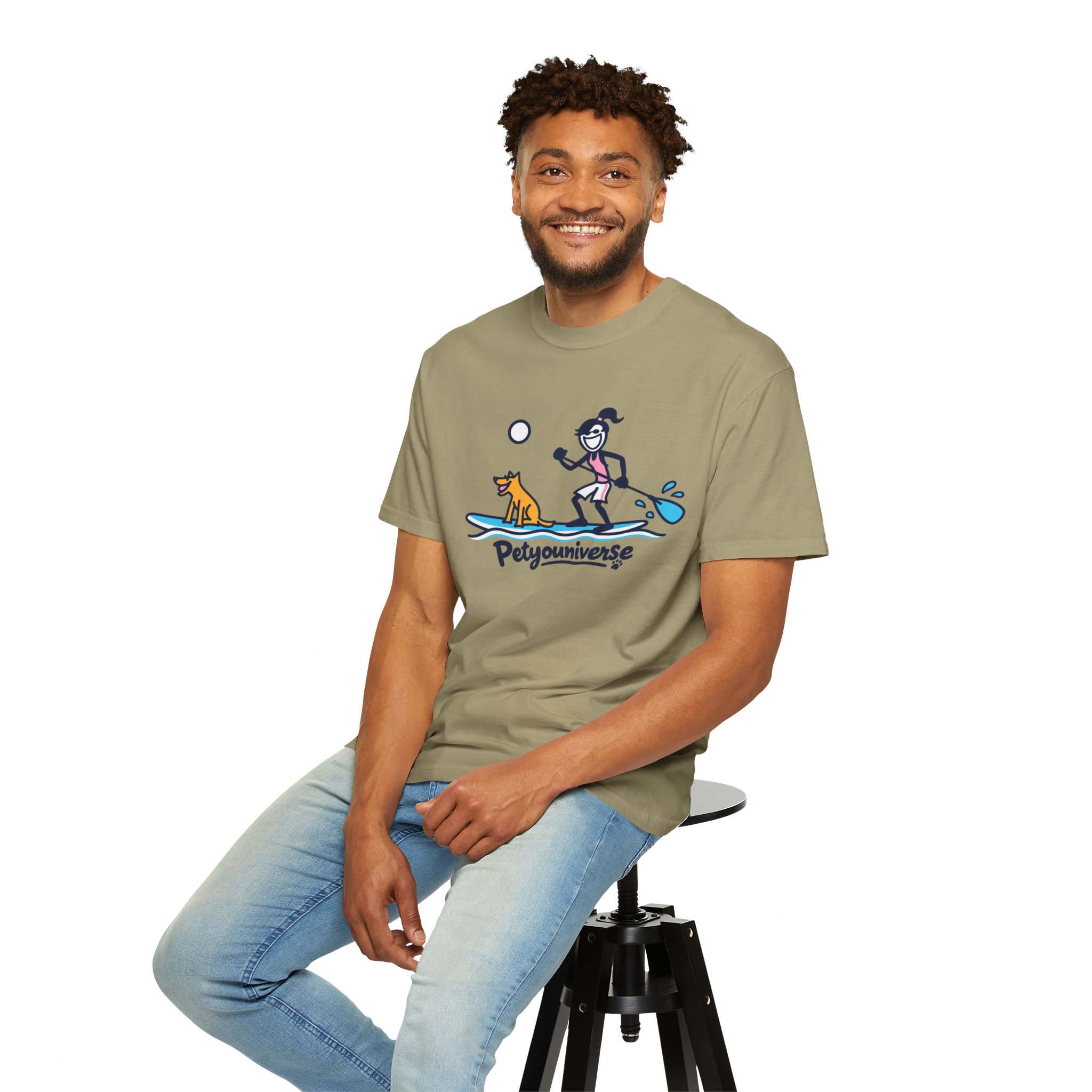 Paddleboarding Pup Graphic T-Shirt — "Petyouniverse" Dog & Owner Paddleboard Tee - Image 39