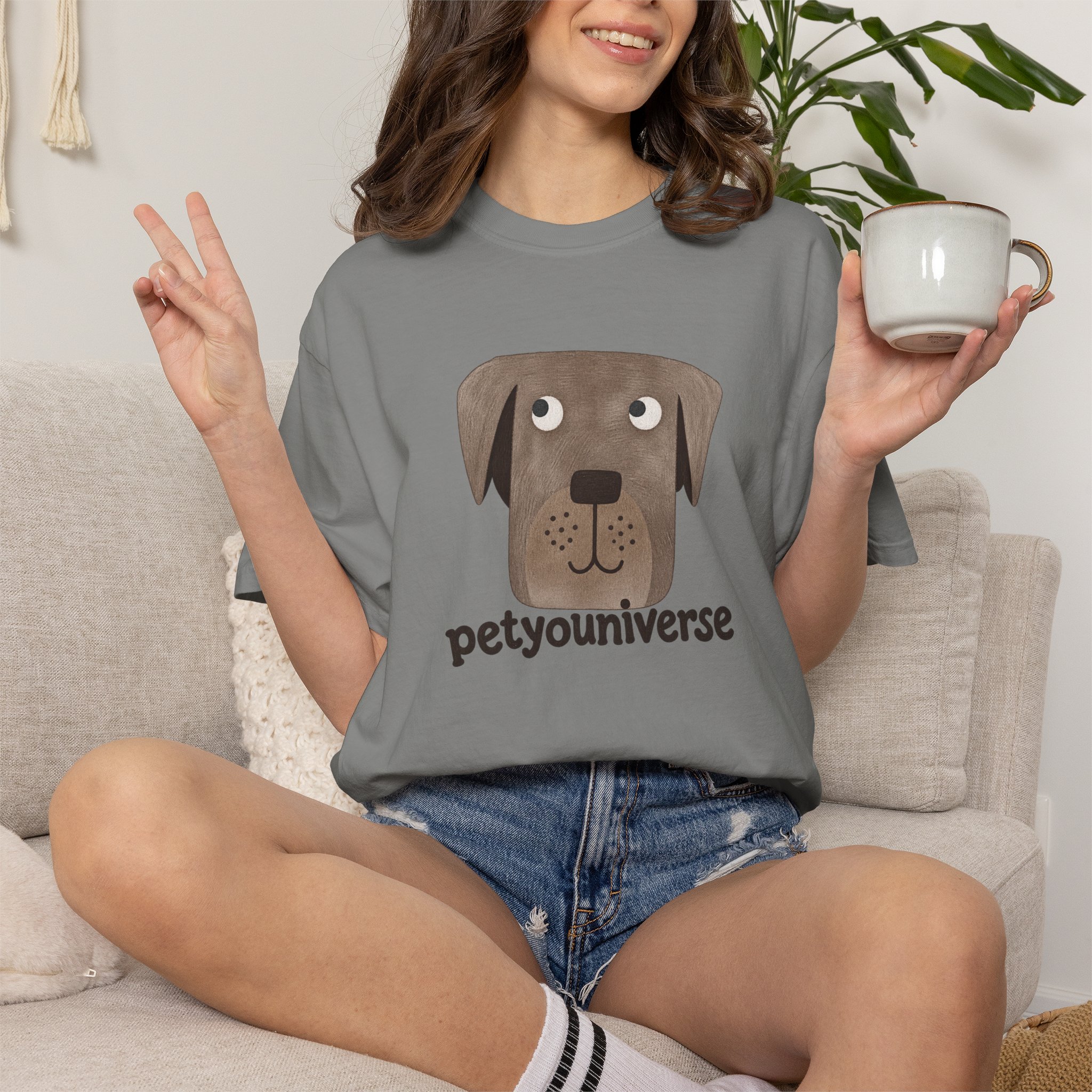 Dog Face Graphic T‑Shirt — "petyouniverse" Cute Pet Logo Tee - Image 84