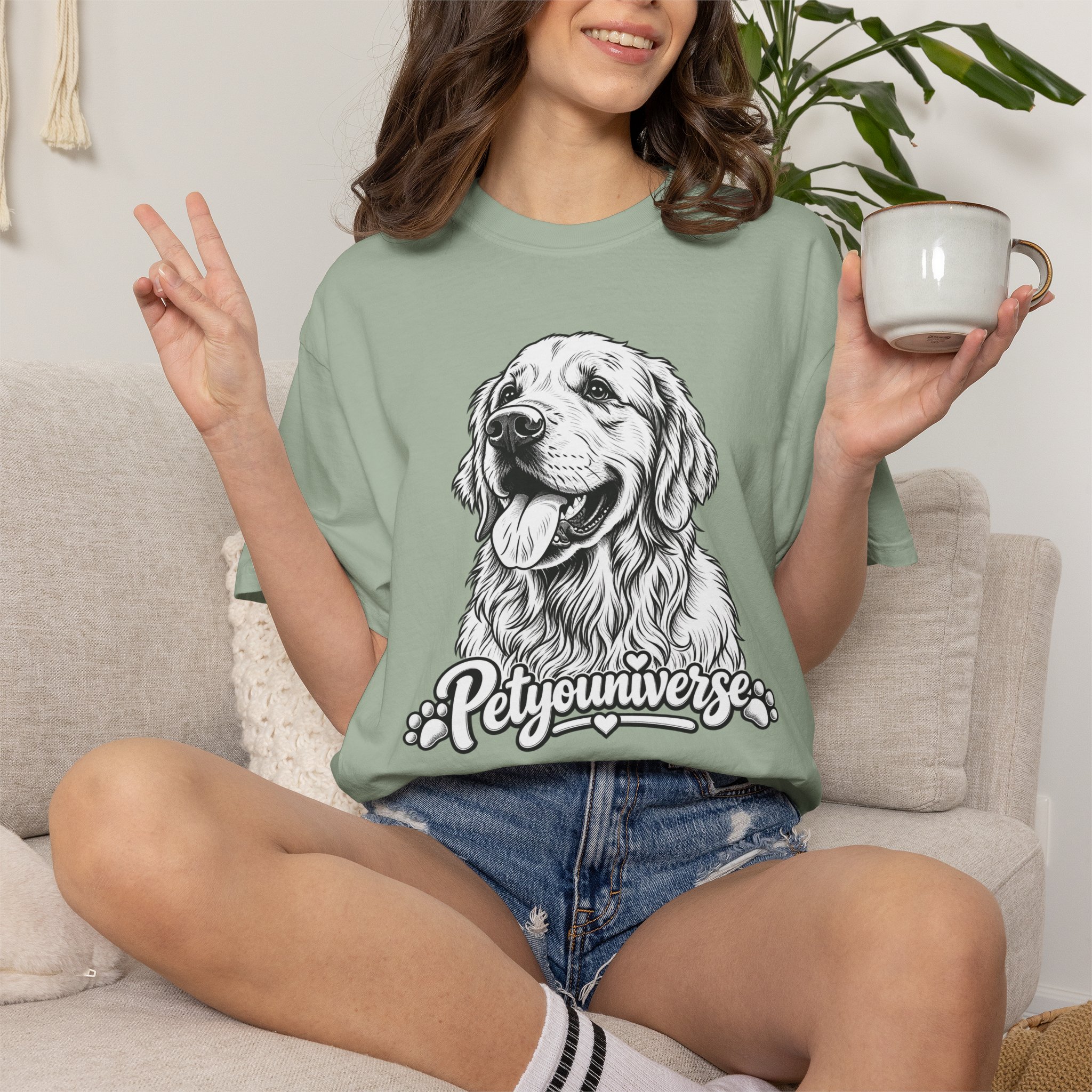 PetYoUniverse Golden Retriever Graphic T-Shirt — Cute Dog Portrait Tee - Image 48