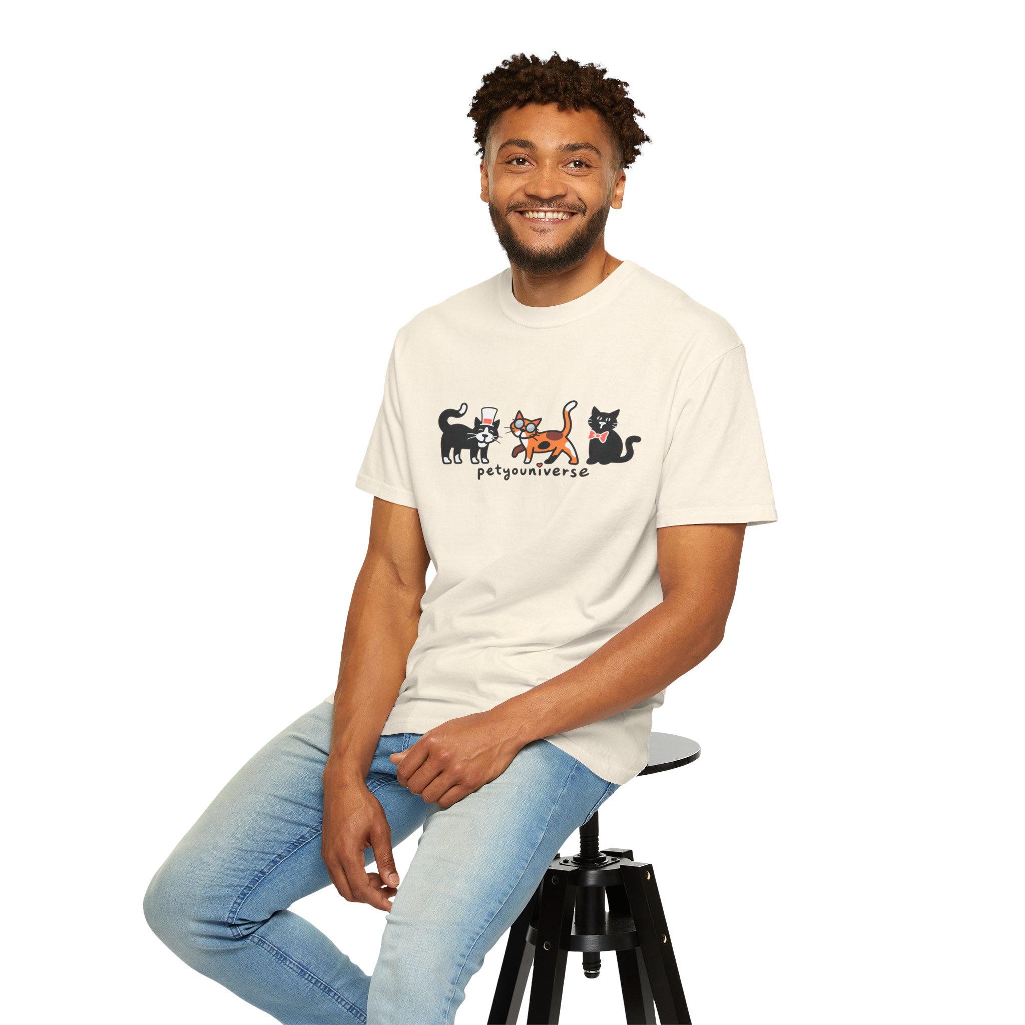 Cat Crew Graphic T-Shirt — "petgouriverse" Cute Cartoon Cats Tee - Image 8