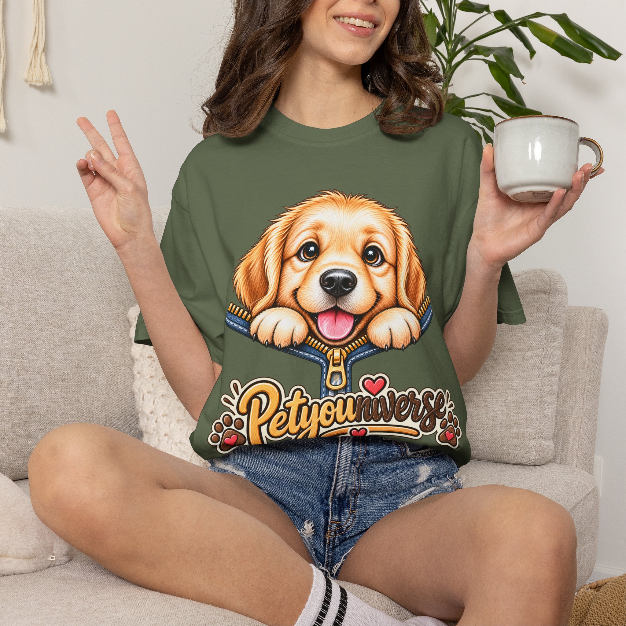 Golden Retriever Puppy "PetYoUniverse" T-Shirt - Image 48