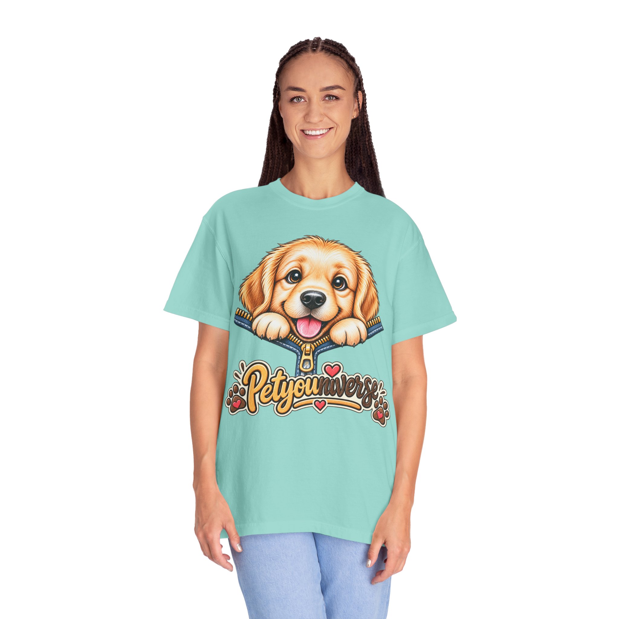 Golden Retriever Puppy "PetYoUniverse" T-Shirt - Image 77