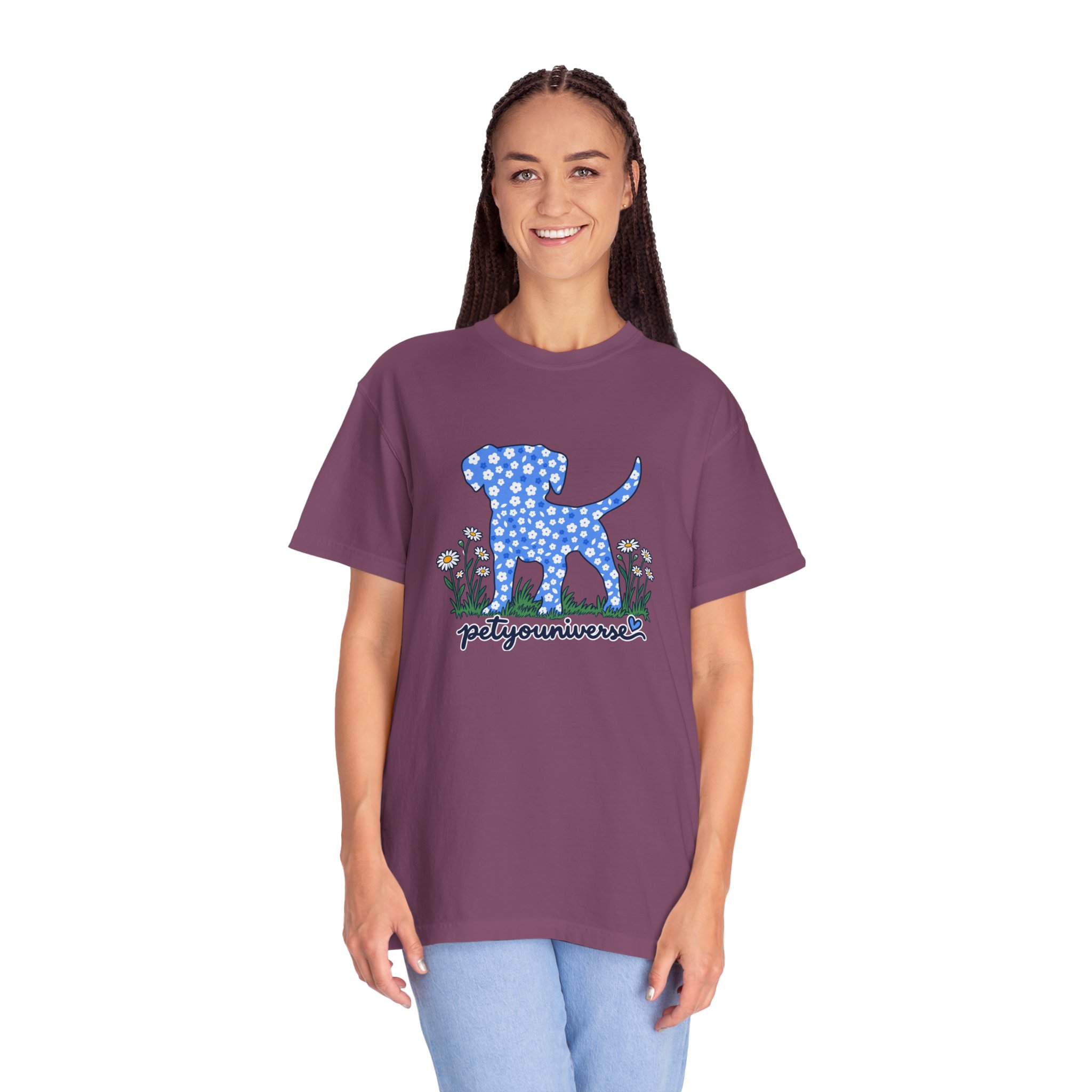 Dog Silhouette Floral T‑Shirt — "PetYoUniverse" Graphic Tee - Image 84