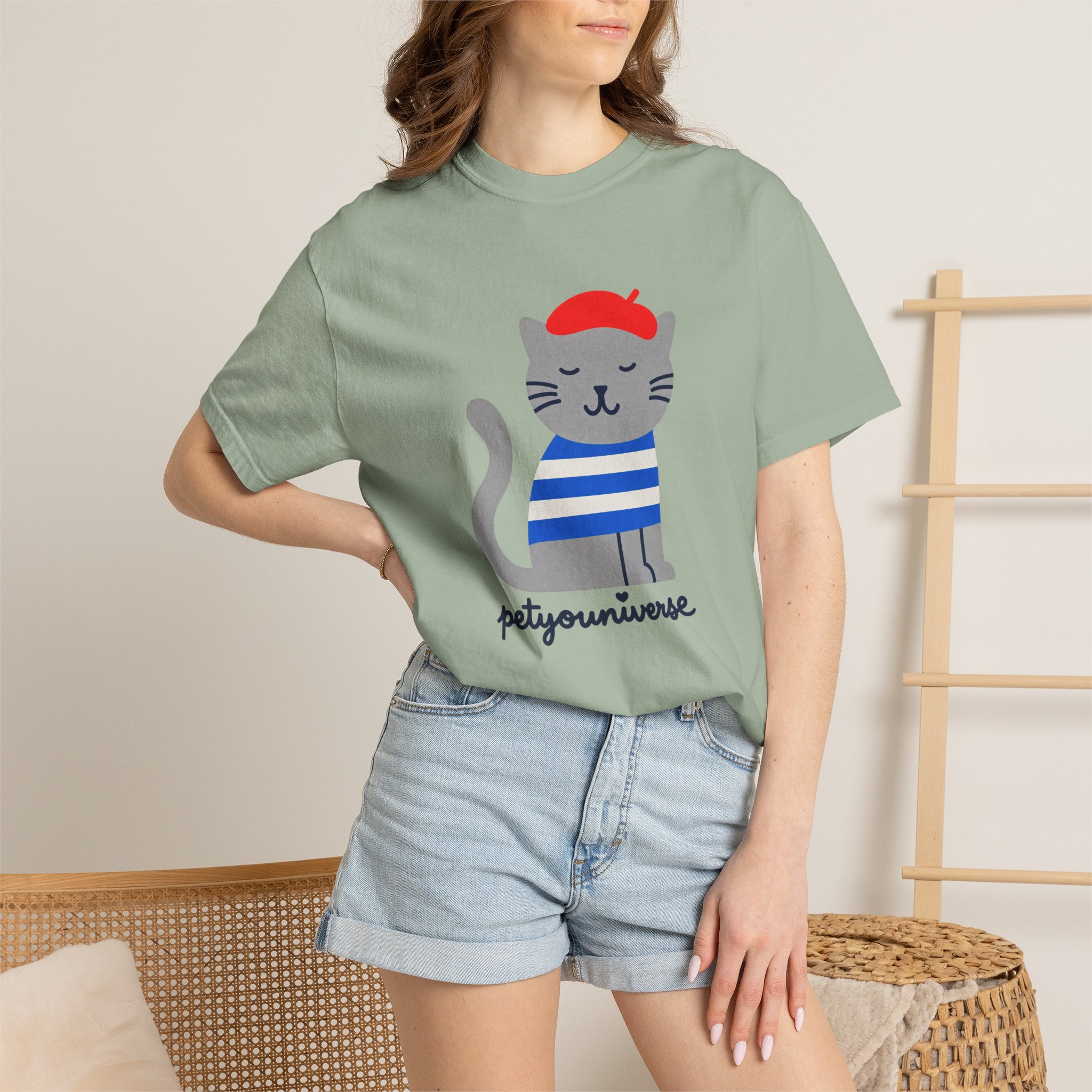 Cat Graphic T-Shirt — "petiyouniverse" Cute French Cat Tee - Image 56