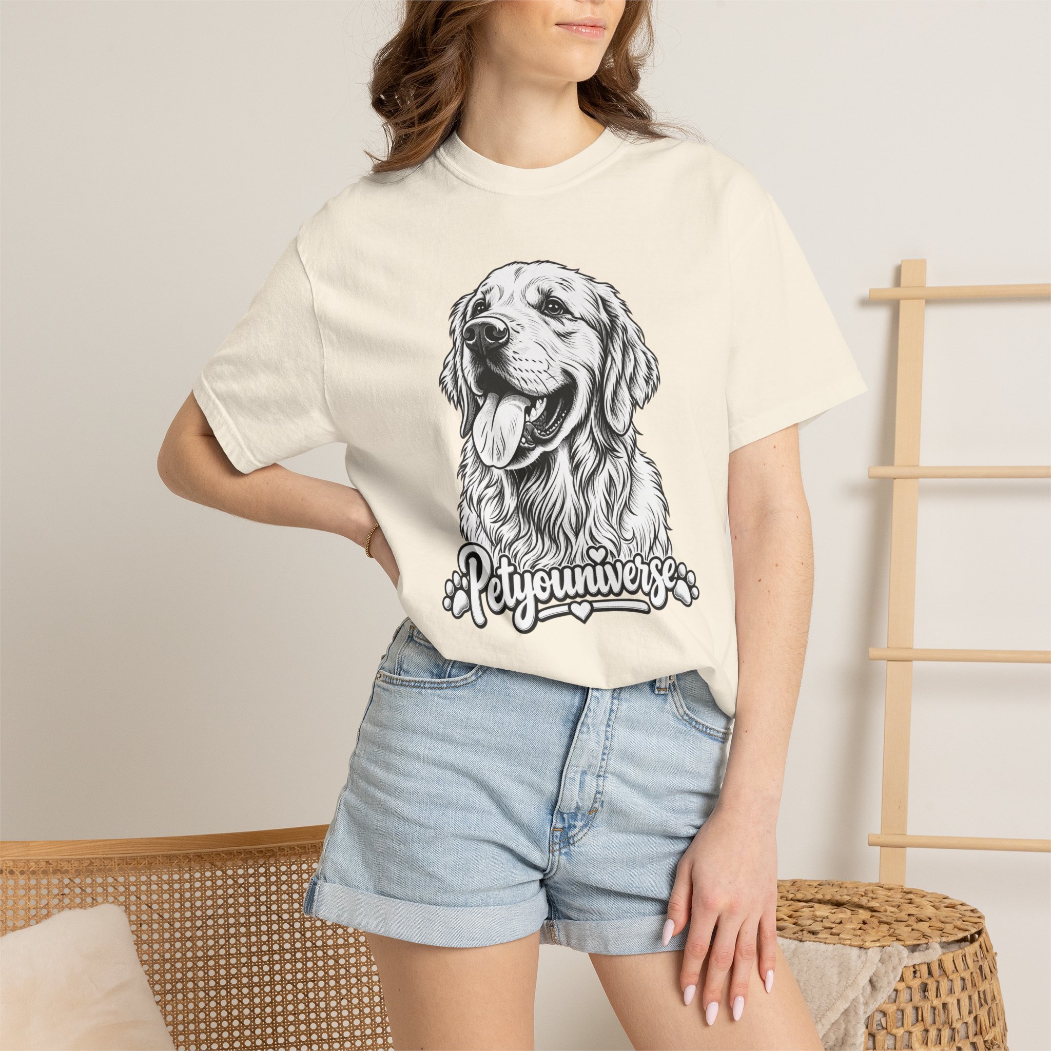 PetYoUniverse Golden Retriever Graphic T-Shirt — Cute Dog Portrait Tee - Image 2