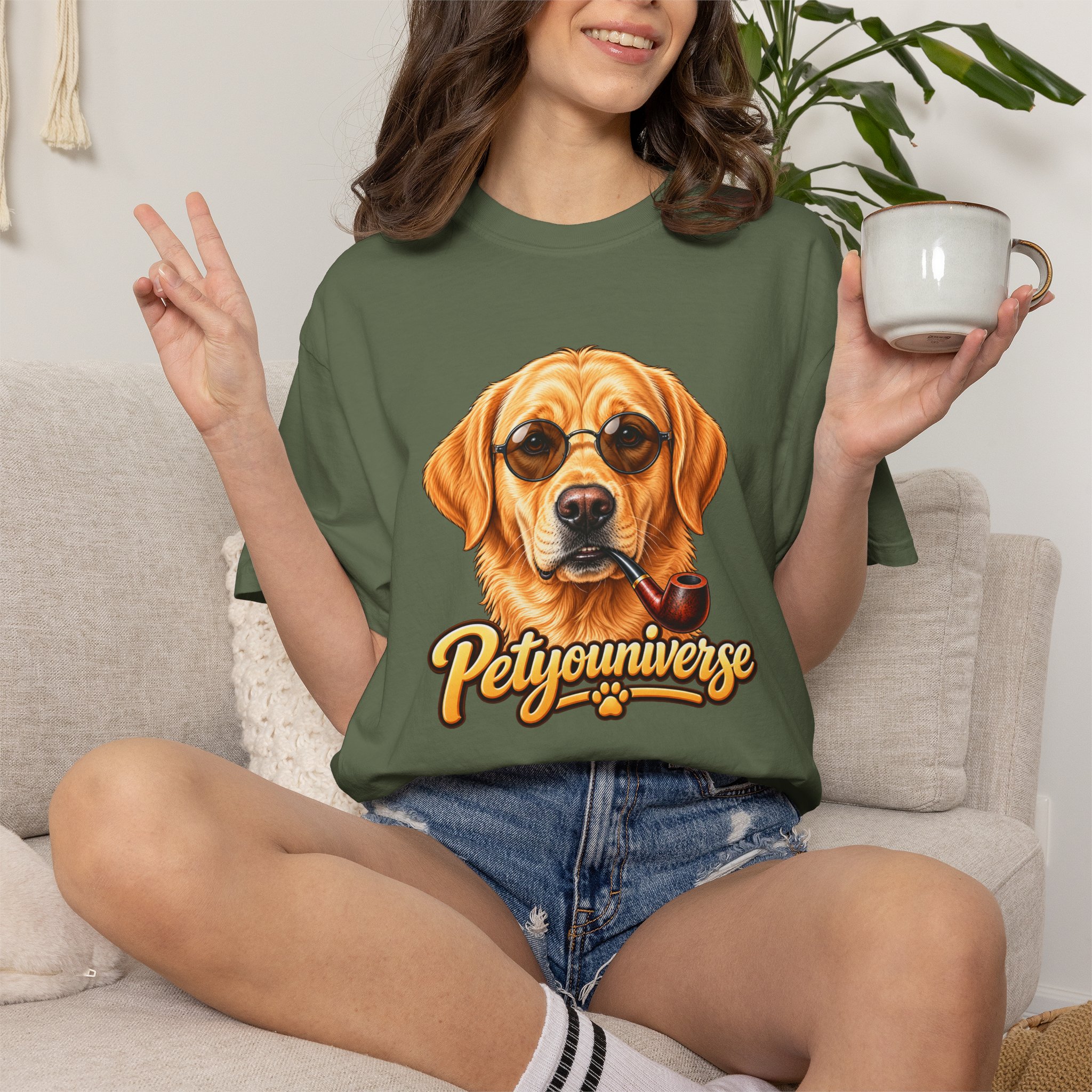 Dog Graphic T-Shirt — 'PetYoUniverse' Yellow Lab Portrait Tee - Image 57