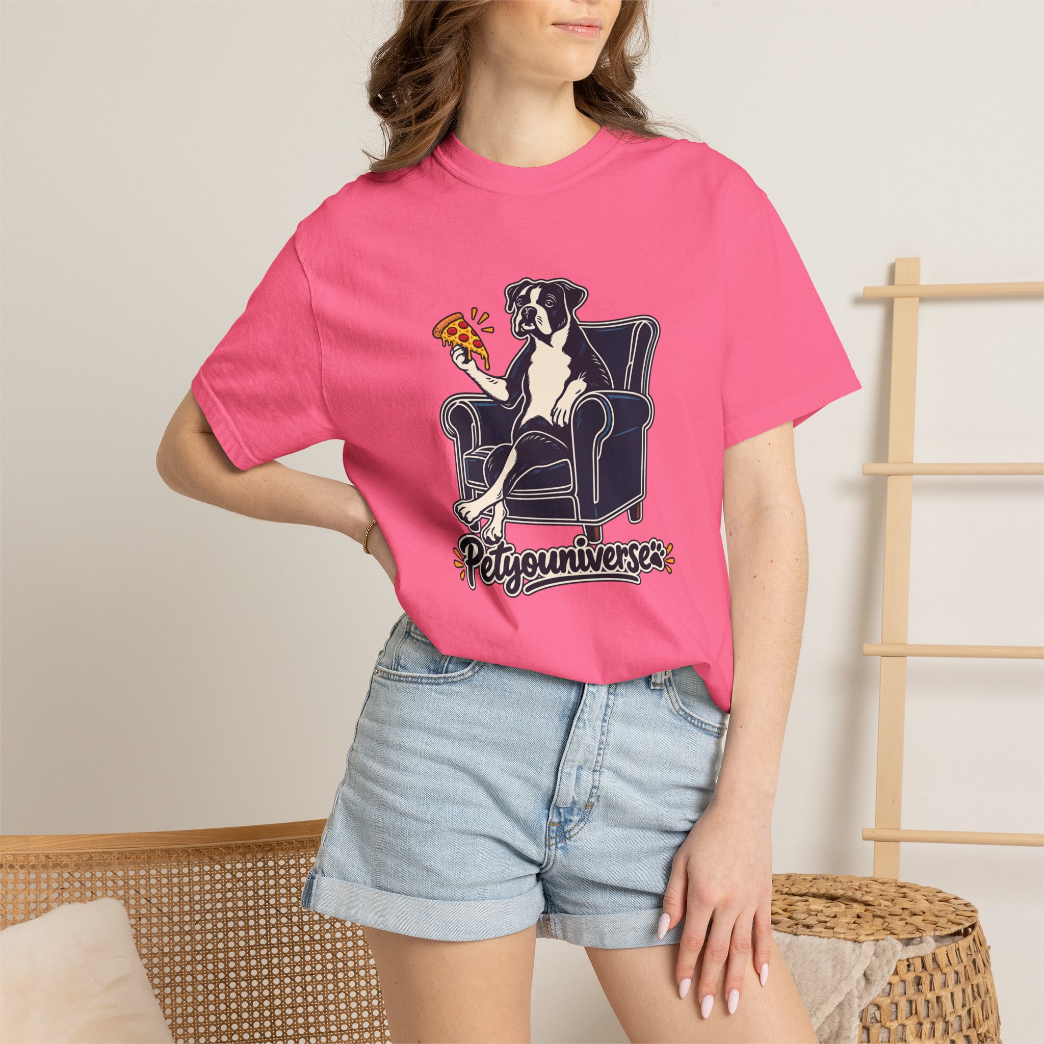 T-Shirt — PetYoUniverse Dog on Armchair with Pizza Graphic - Image 110