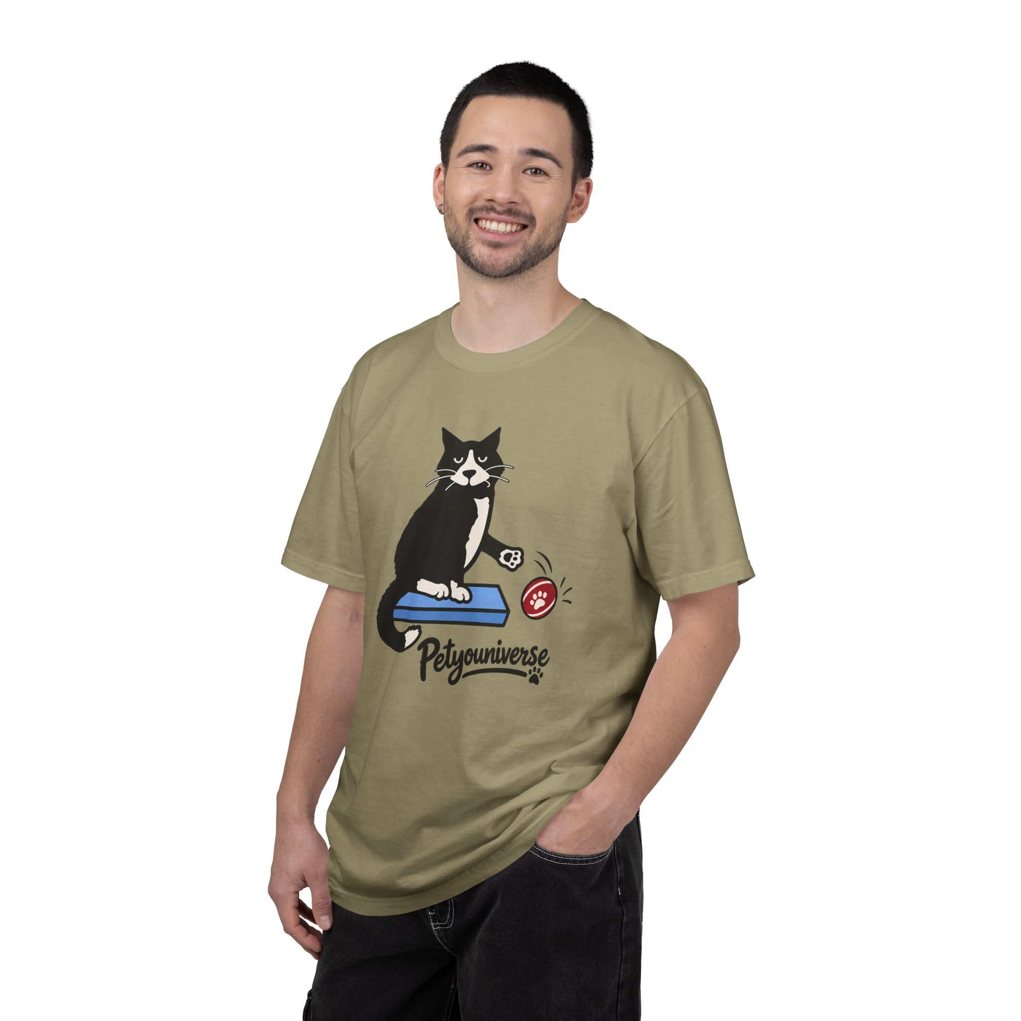 Cat on Scratch Pad Graphic T-Shirt — "Petyouniverse" Cute Paw Play Tee - Image 40