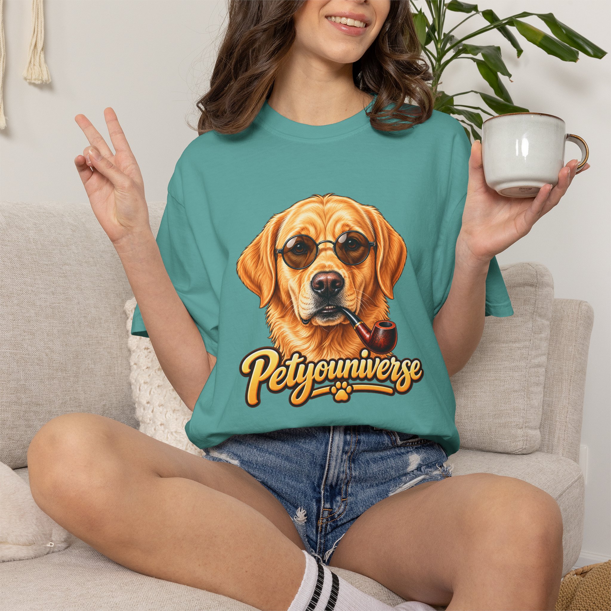 Dog Graphic T-Shirt — 'PetYoUniverse' Yellow Lab Portrait Tee - Image 93