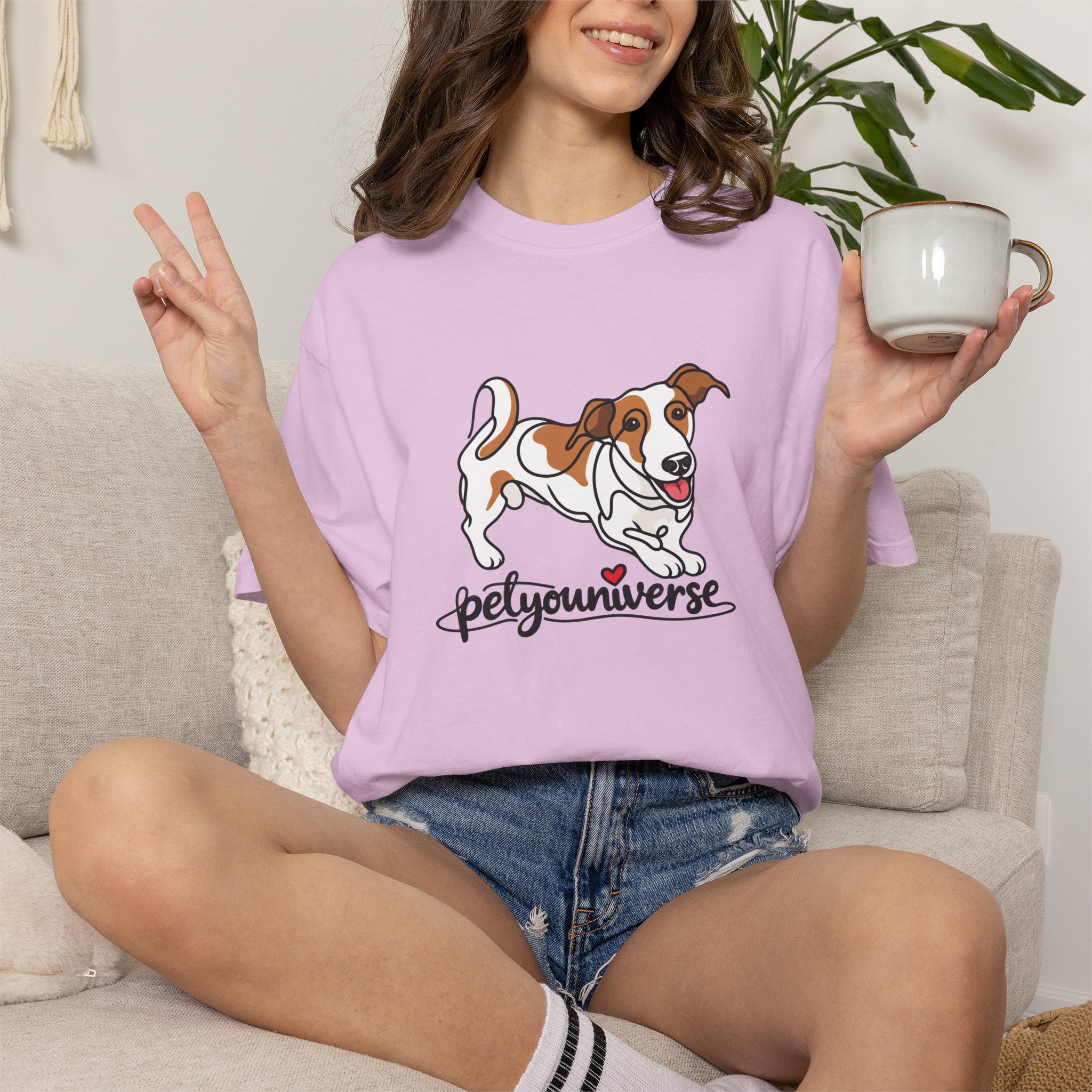 Dog Cartoon T-Shirt — "PetYoUniverse" Playful Jack Russell Tee - Image 102