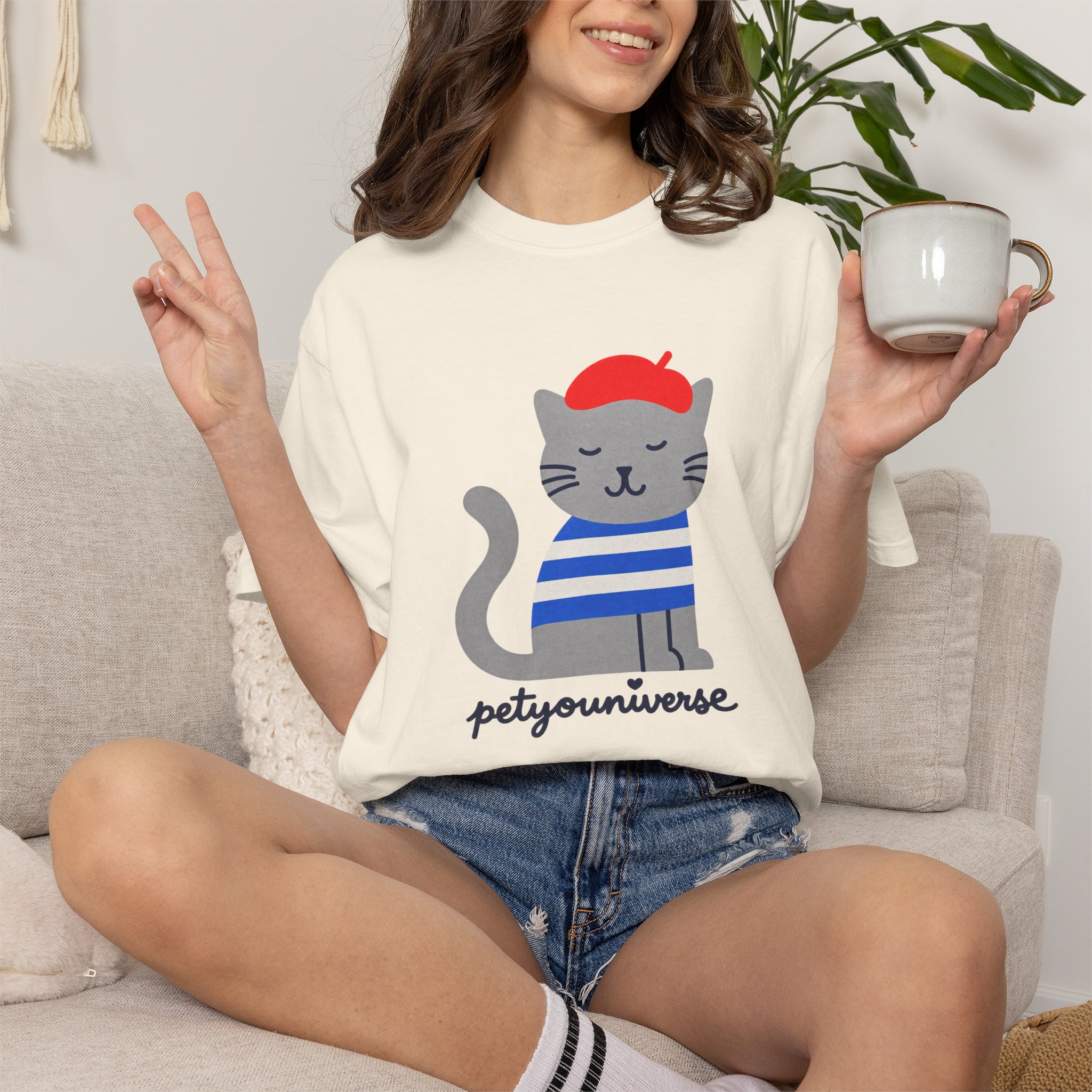 Cat Graphic T-Shirt — "petiyouniverse" Cute French Cat Tee - Image 3