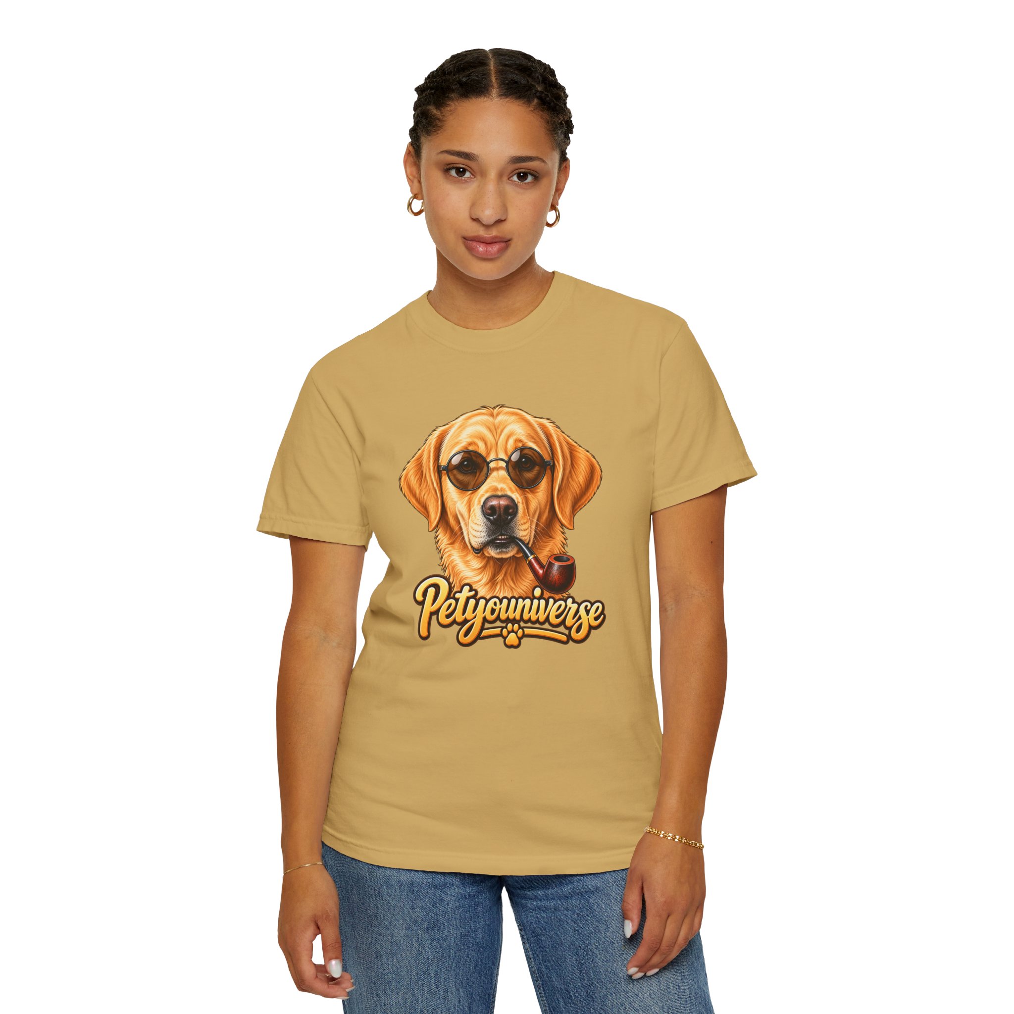 Dog Graphic T-Shirt — 'PetYoUniverse' Yellow Lab Portrait Tee - Image 32