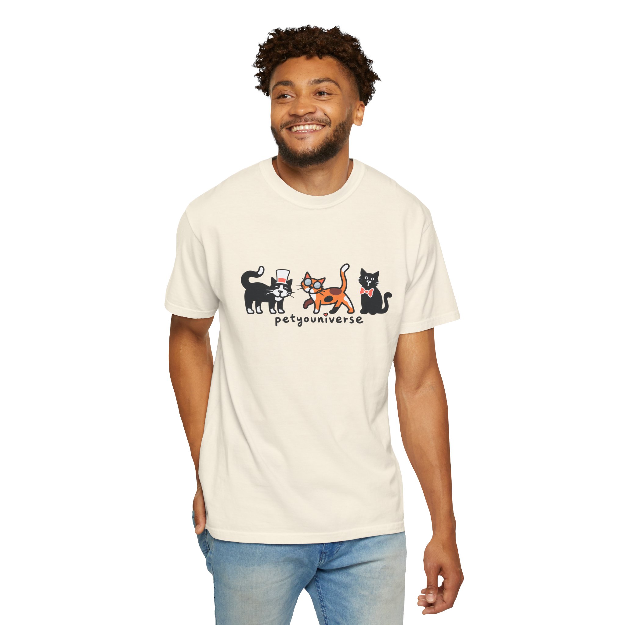 Cat Crew Graphic T-Shirt — "petgouriverse" Cute Cartoon Cats Tee - Image 7