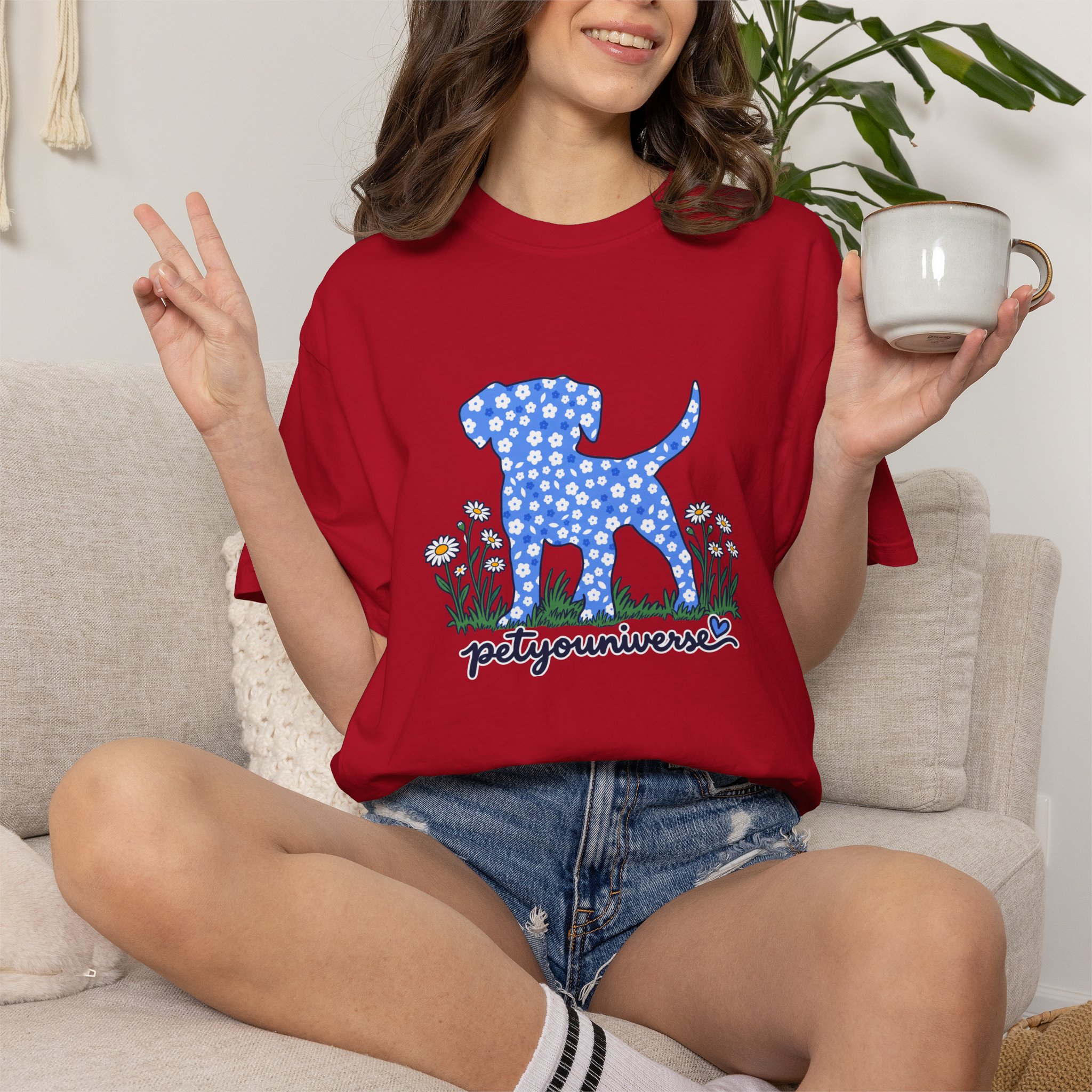 Dog Silhouette Floral T‑Shirt — "PetYoUniverse" Graphic Tee - Image 91