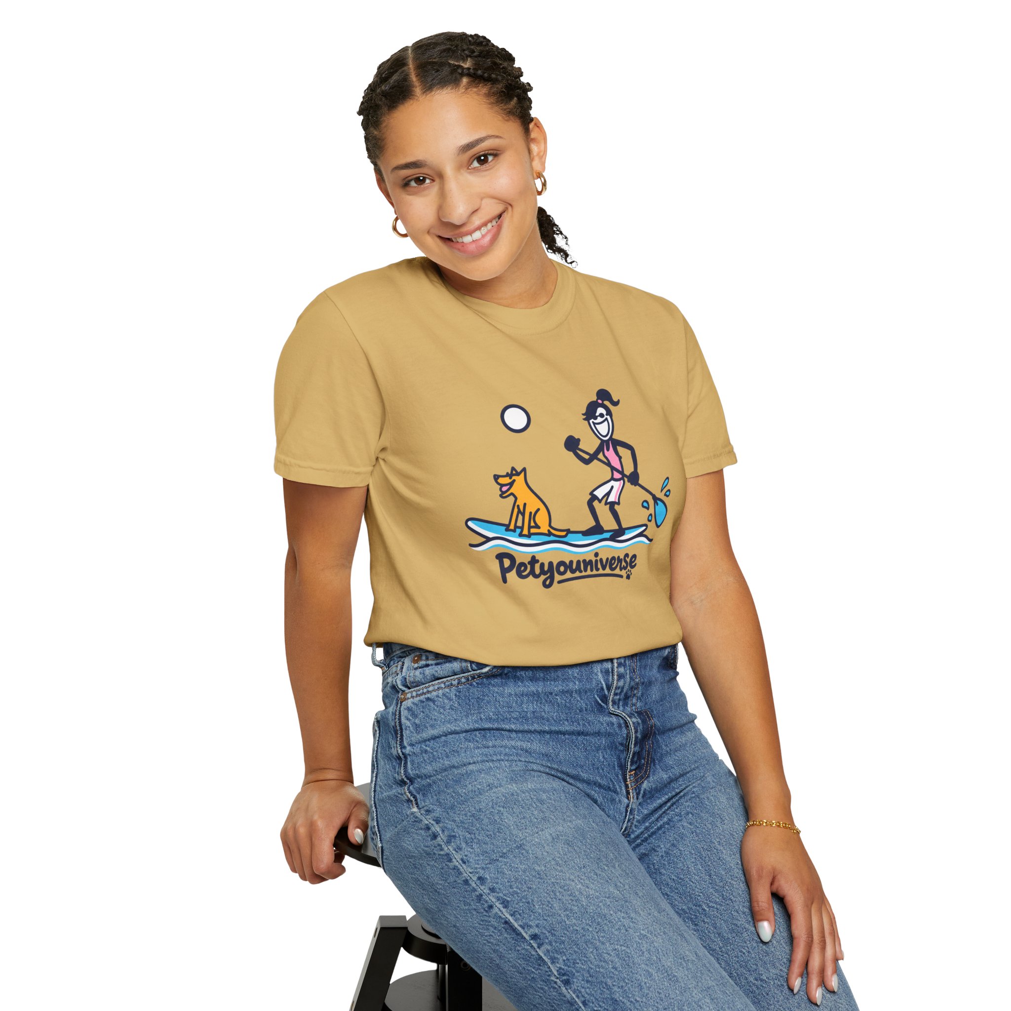 Paddleboarding Pup Graphic T-Shirt — "Petyouniverse" Dog & Owner Paddleboard Tee - Image 21
