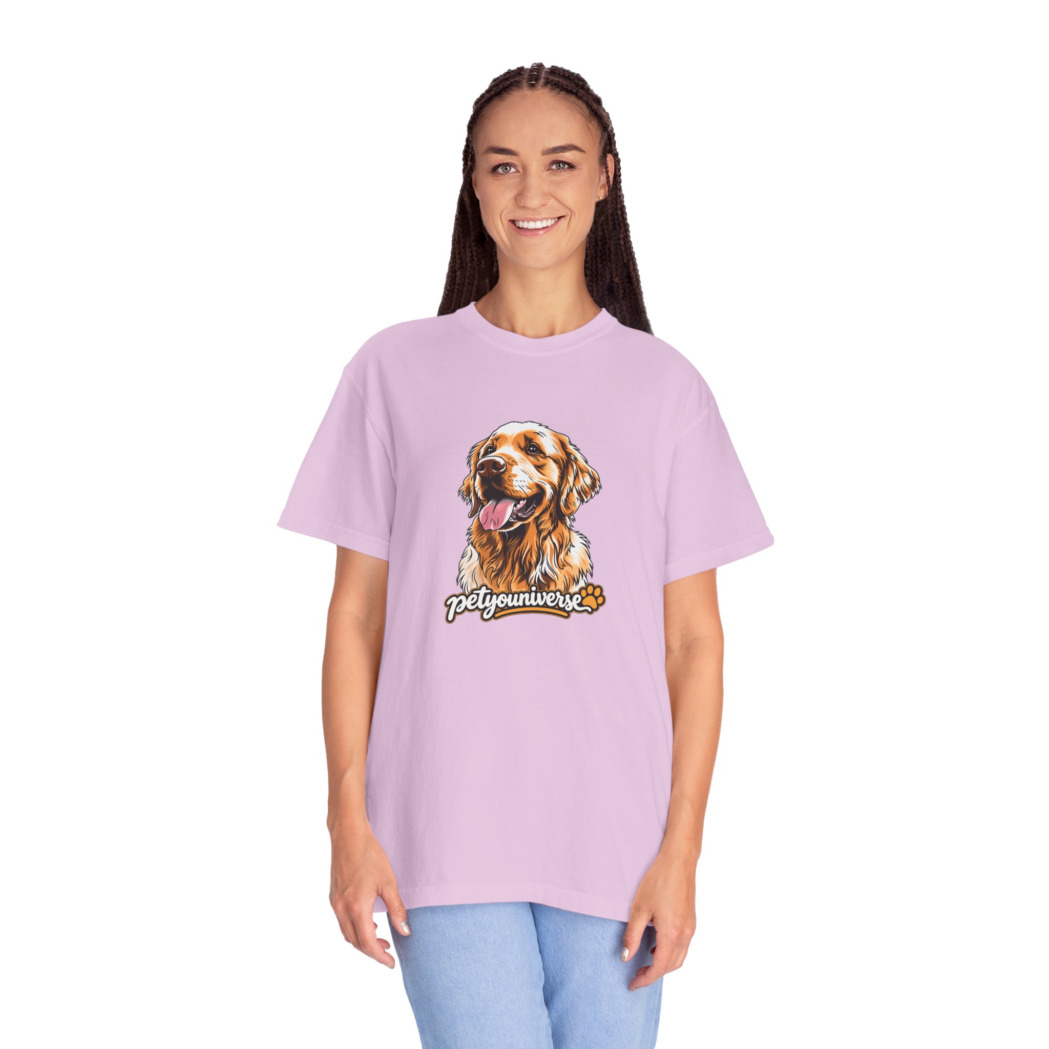 Dog Lover T-Shirt — Golden Retriever Portrait "PetYoUniverse" Graphic - Image 113