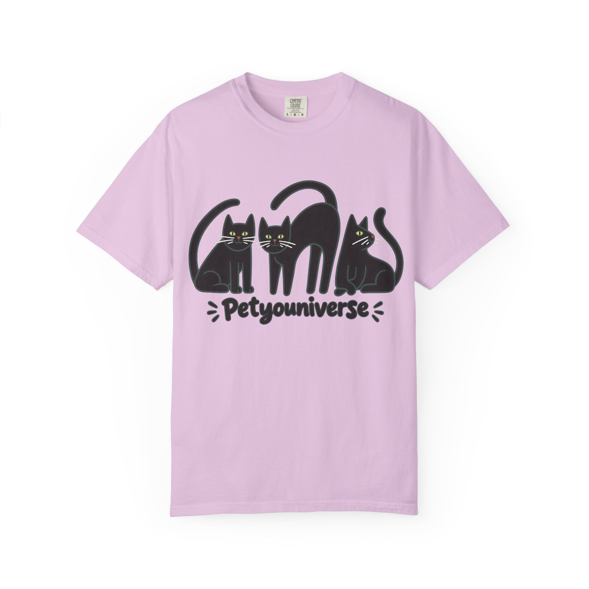 Cat T-Shirt — "Petyouniverse" Black Cat Trio Graphic Tee - Image 109