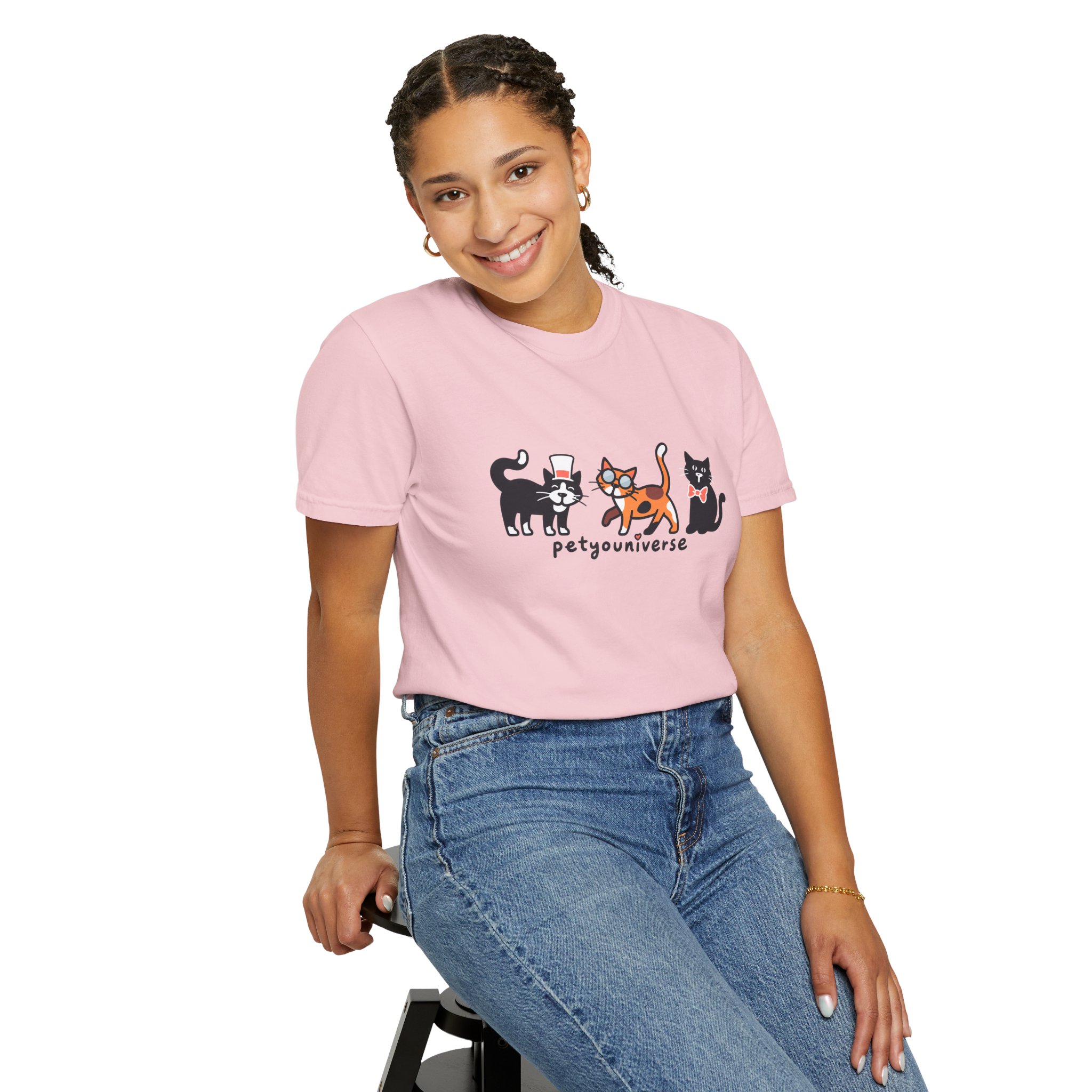 Cat Crew Graphic T-Shirt — "petgouriverse" Cute Cartoon Cats Tee - Image 69